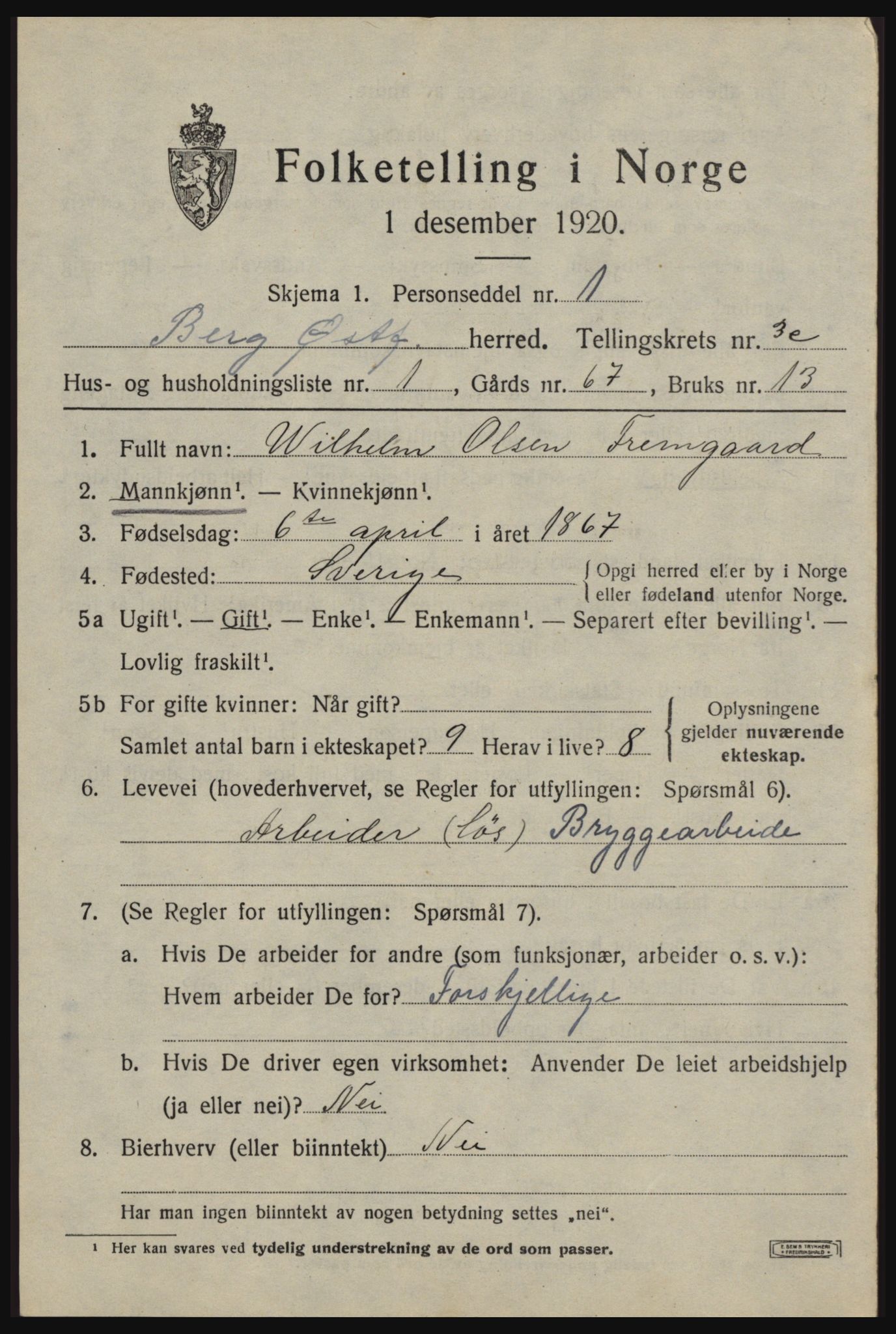 SAO, 1920 census for Berg, 1920, p. 7029