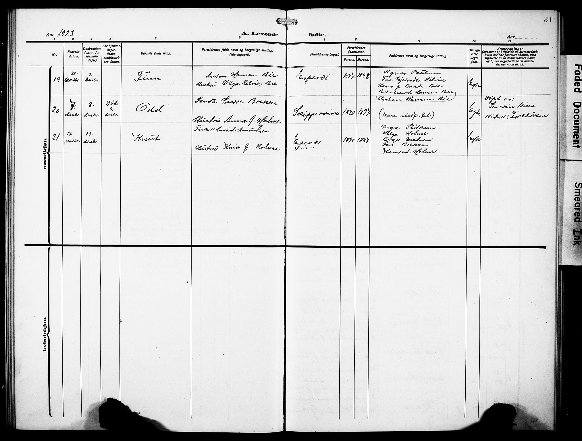 Finnås sokneprestembete, SAB/A-99925/H/Ha/Hab/Habc/L0004: Parish register (copy) no. C 4, 1917-1931, p. 31