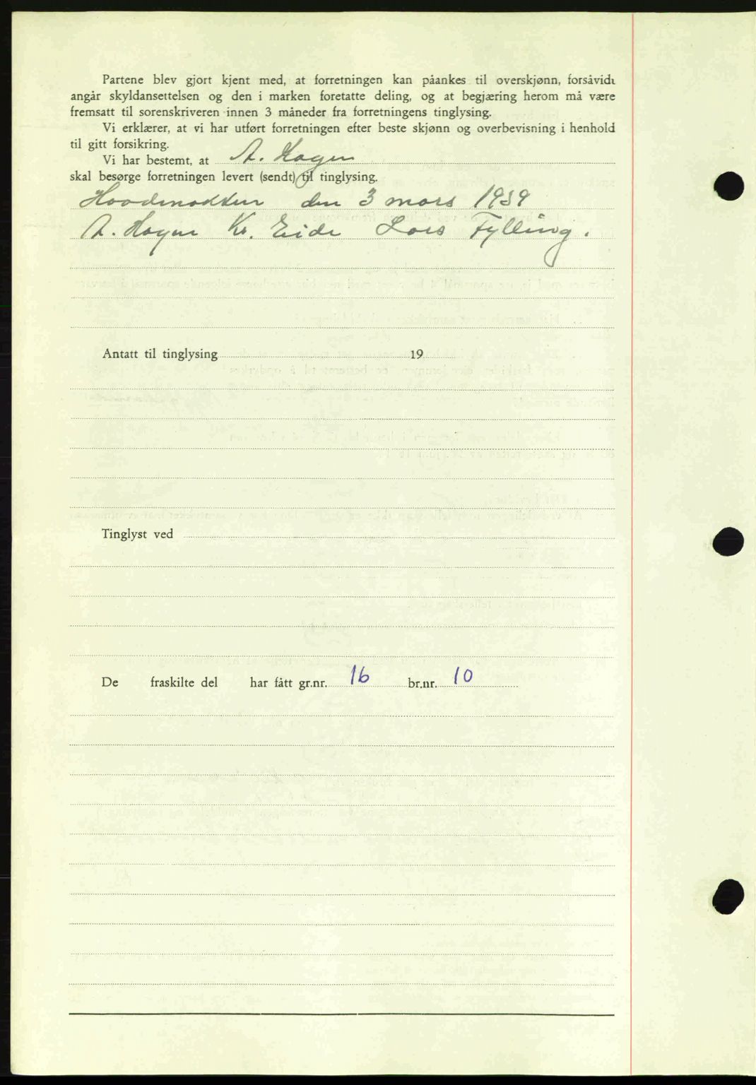 Romsdal sorenskriveri, AV/SAT-A-4149/1/2/2C: Mortgage book no. A6, 1938-1939, Diary no: : 807/1939