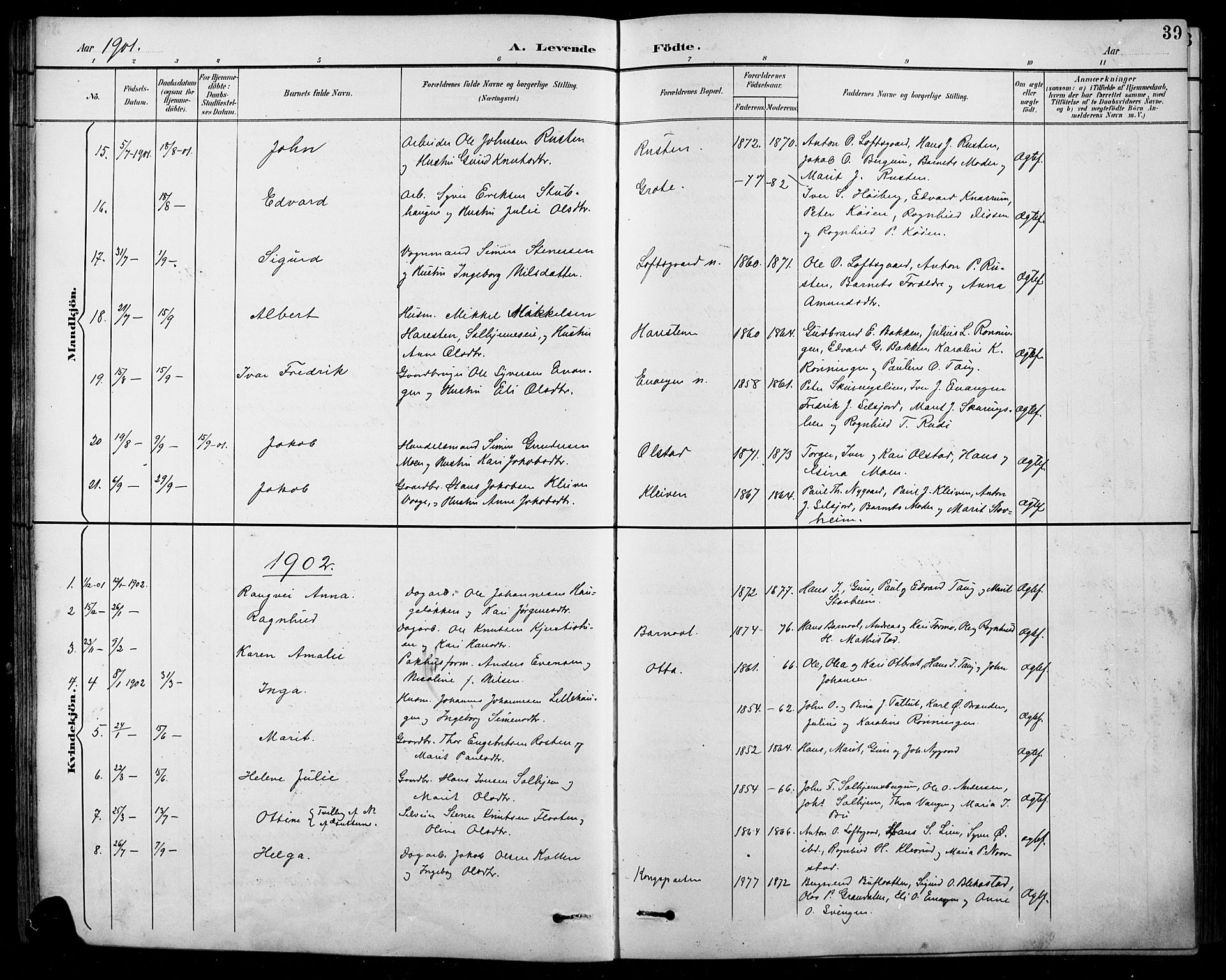 Sel prestekontor, AV/SAH-PREST-074/H/Ha/Hab/L0001: Parish register (copy) no. 1, 1894-1923, p. 39