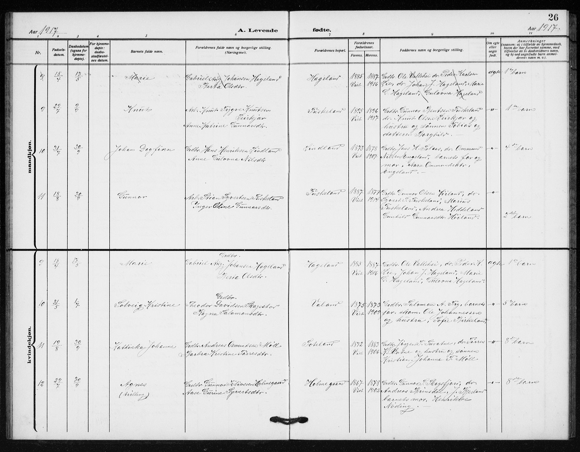 Holum sokneprestkontor, AV/SAK-1111-0022/F/Fb/Fba/L0006: Parish register (copy) no. B 6, 1910-1936, p. 26