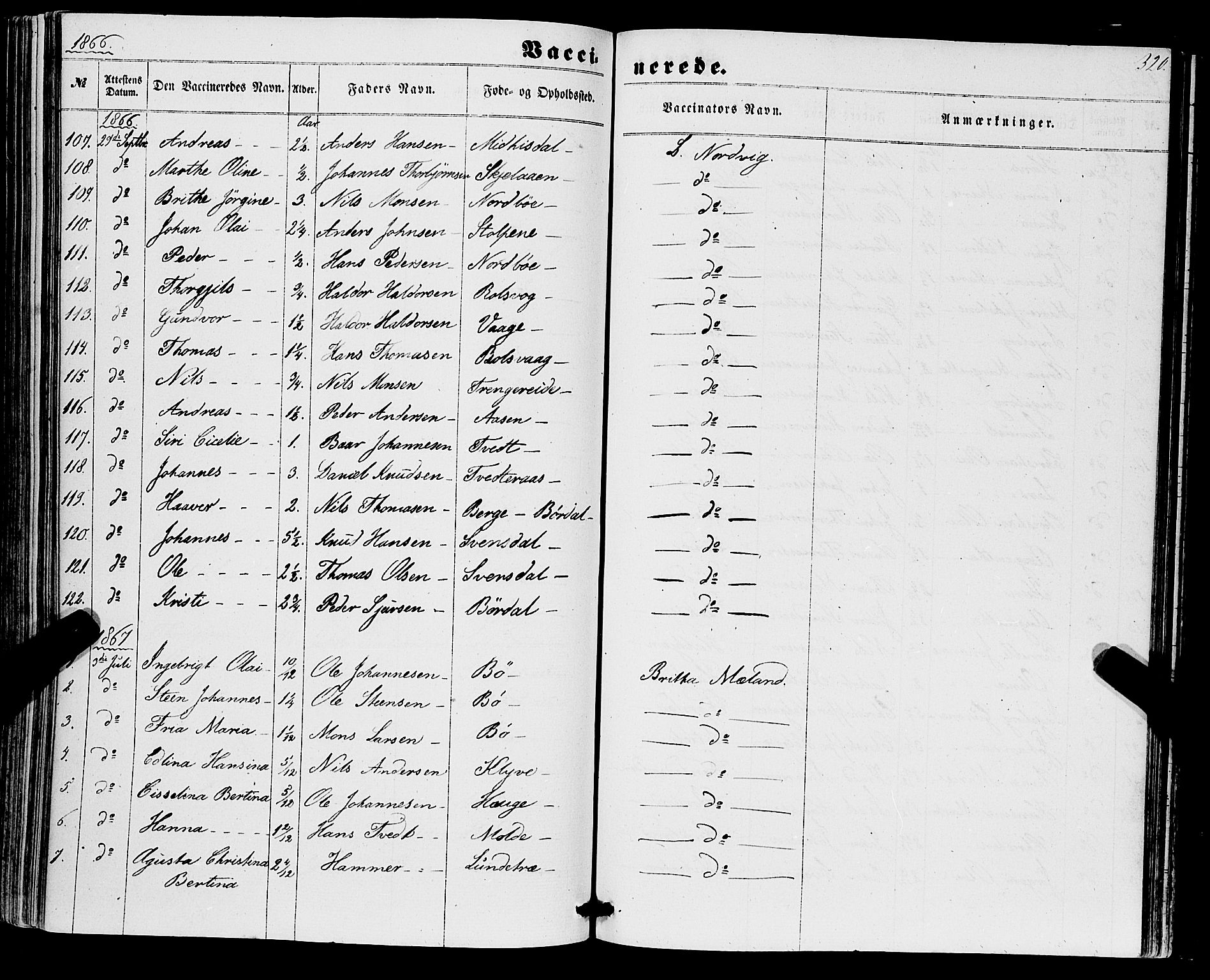 Os sokneprestembete, SAB/A-99929: Parish register (official) no. A 17, 1860-1873, p. 320