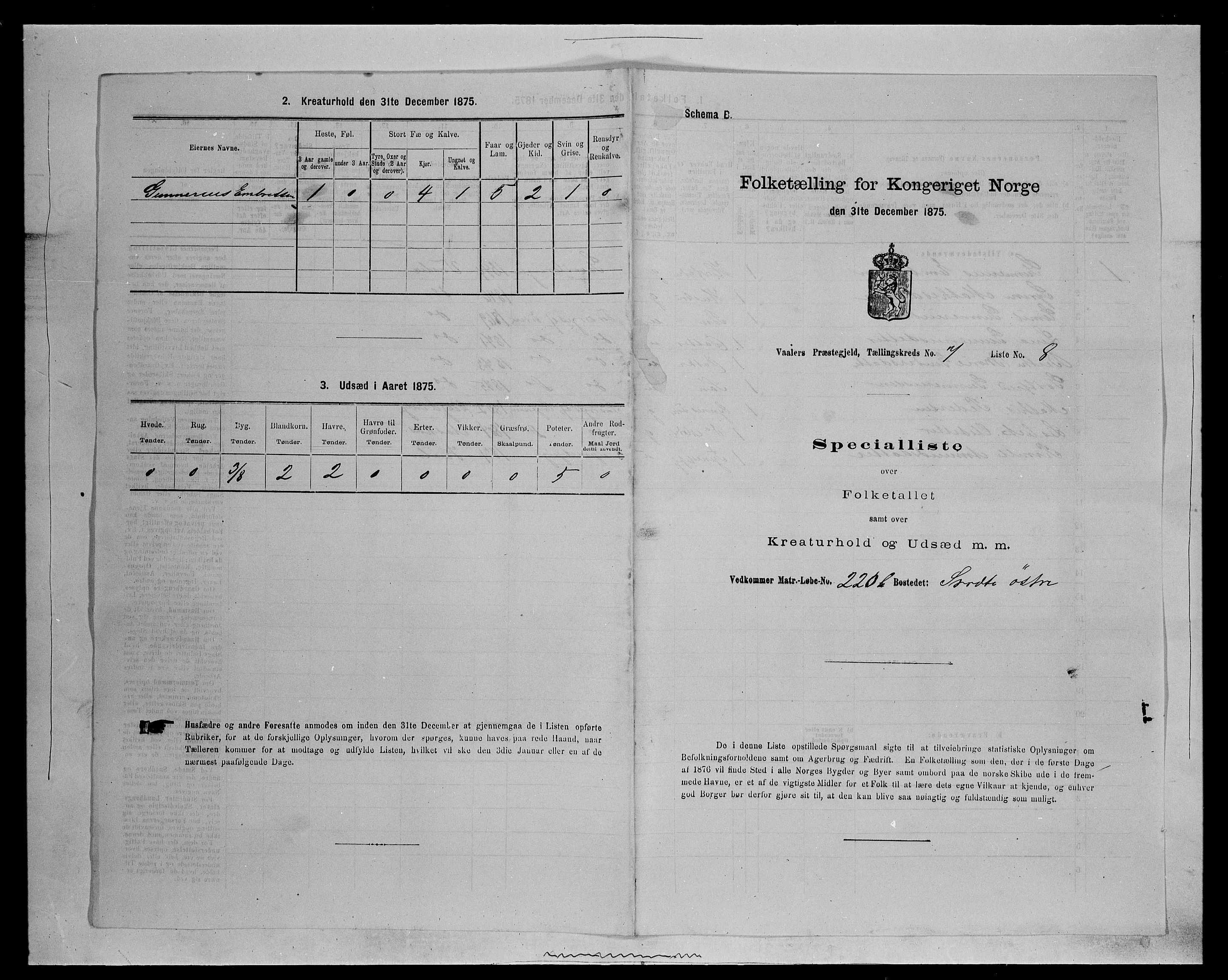 SAH, 1875 census for 0426P Våler parish (Hedmark), 1875, p. 894