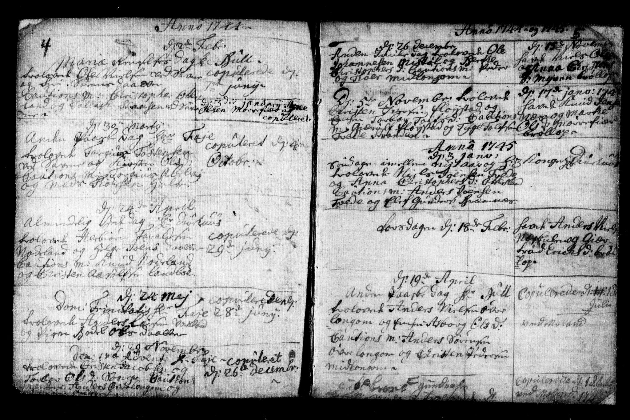 Holt sokneprestkontor, AV/SAK-1111-0021/F/Fa/L0002: Parish register (official) no. A 2, 1739-1753, p. 4-5