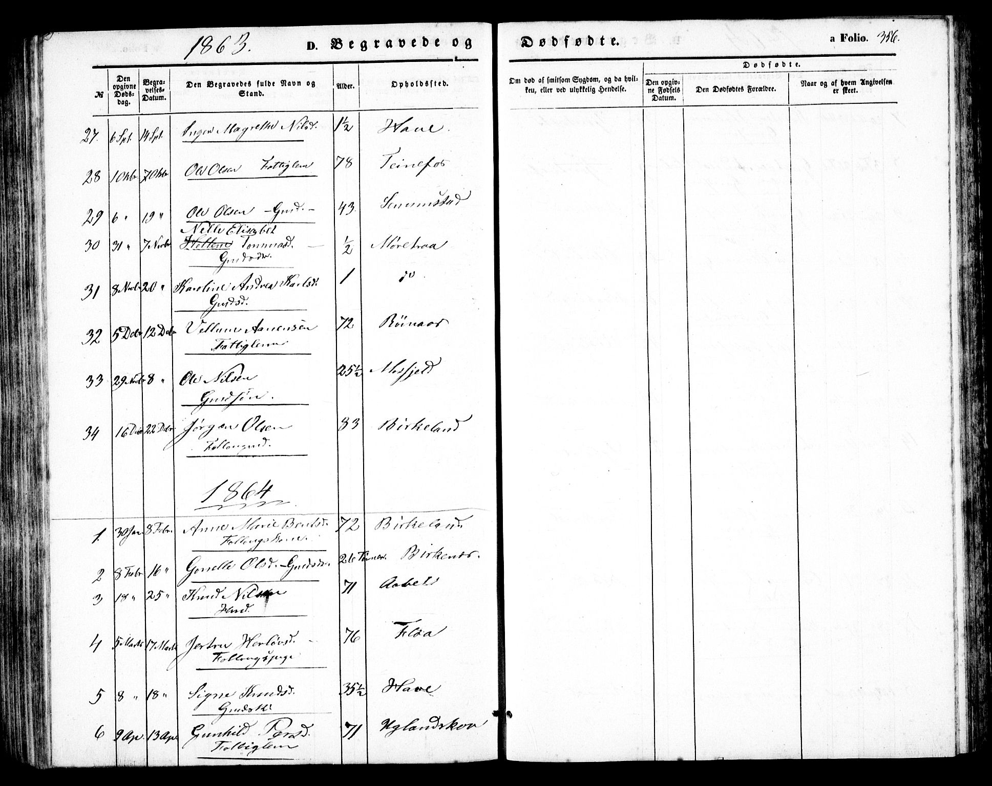 Birkenes sokneprestkontor, SAK/1111-0004/F/Fb/L0002: Parish register (copy) no. B 2, 1849-1876, p. 356