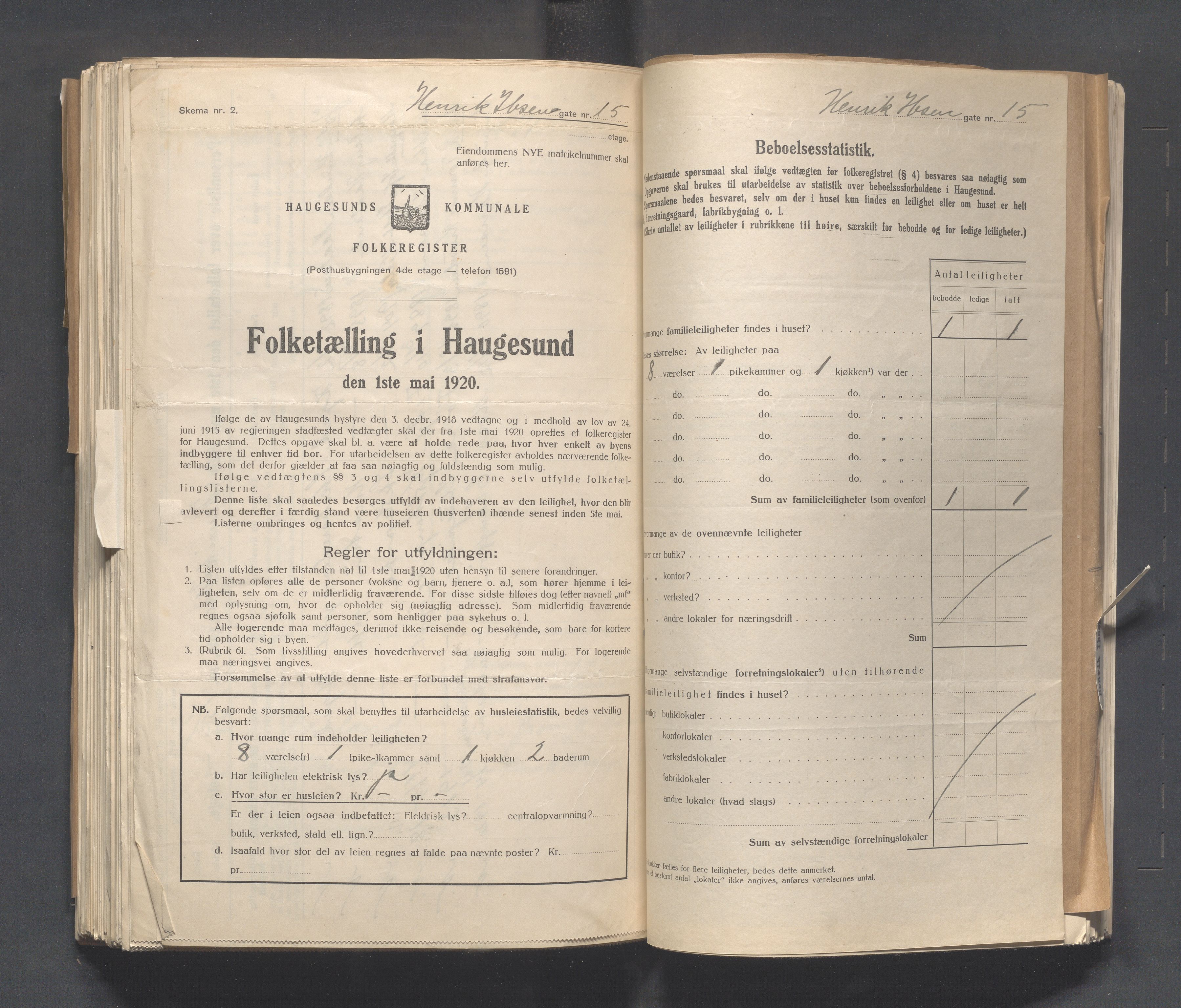 IKAR, Local census 1.5.1920 for Haugesund, 1920, p. 1397