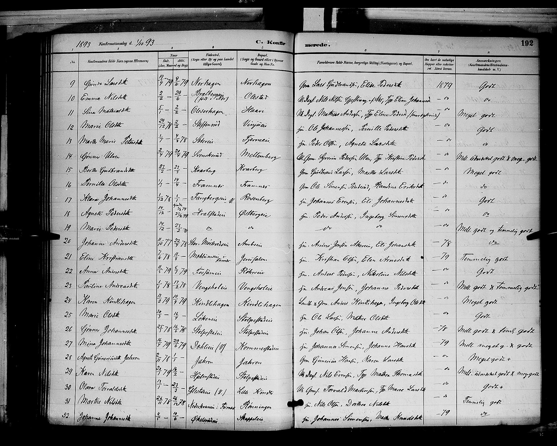 Ringsaker prestekontor, AV/SAH-PREST-014/L/La/L0012: Parish register (copy) no. 12, 1891-1902, p. 192