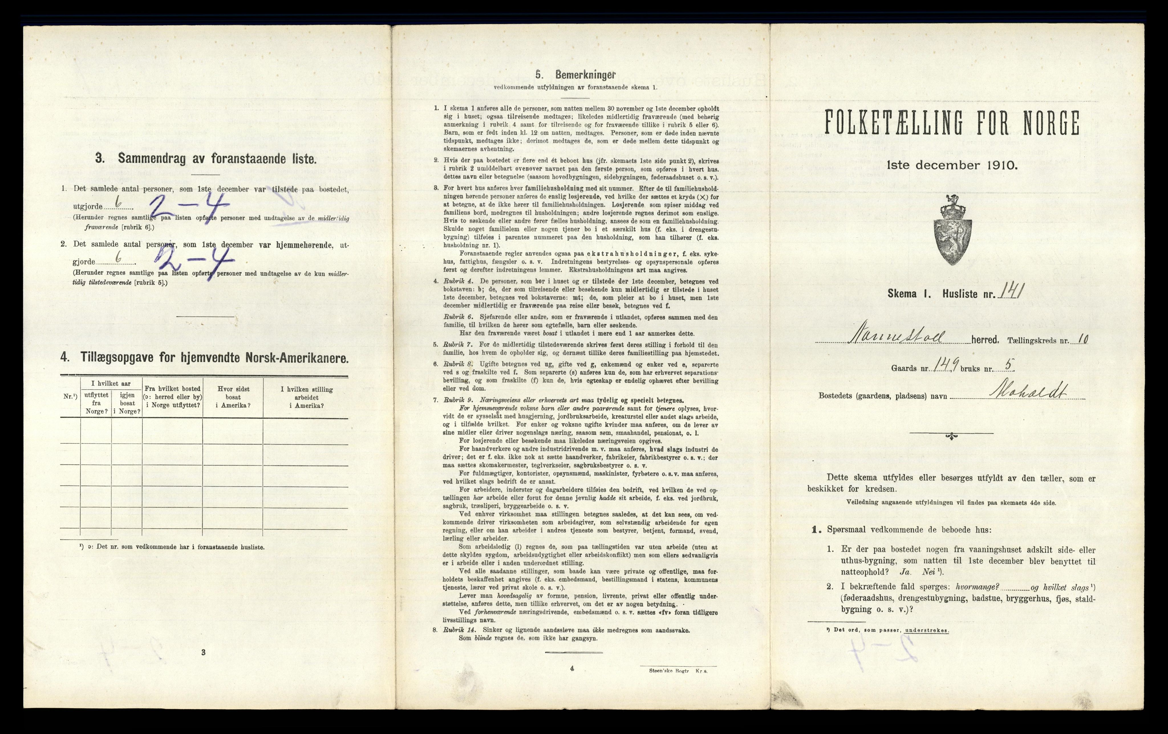 RA, 1910 census for Nannestad, 1910, p. 1393