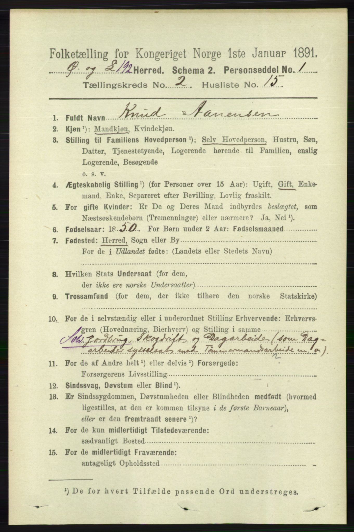 RA, 1891 census for 1021 Øyslebø og Laudal, 1891, p. 561