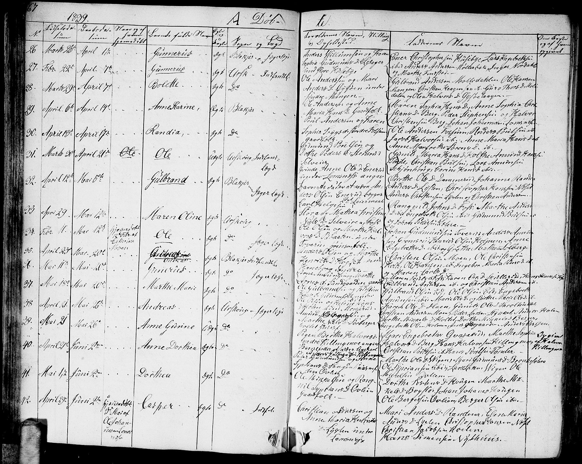 Aurskog prestekontor Kirkebøker, AV/SAO-A-10304a/G/Ga/L0002: Parish register (copy) no. I 2, 1829-1857, p. 67