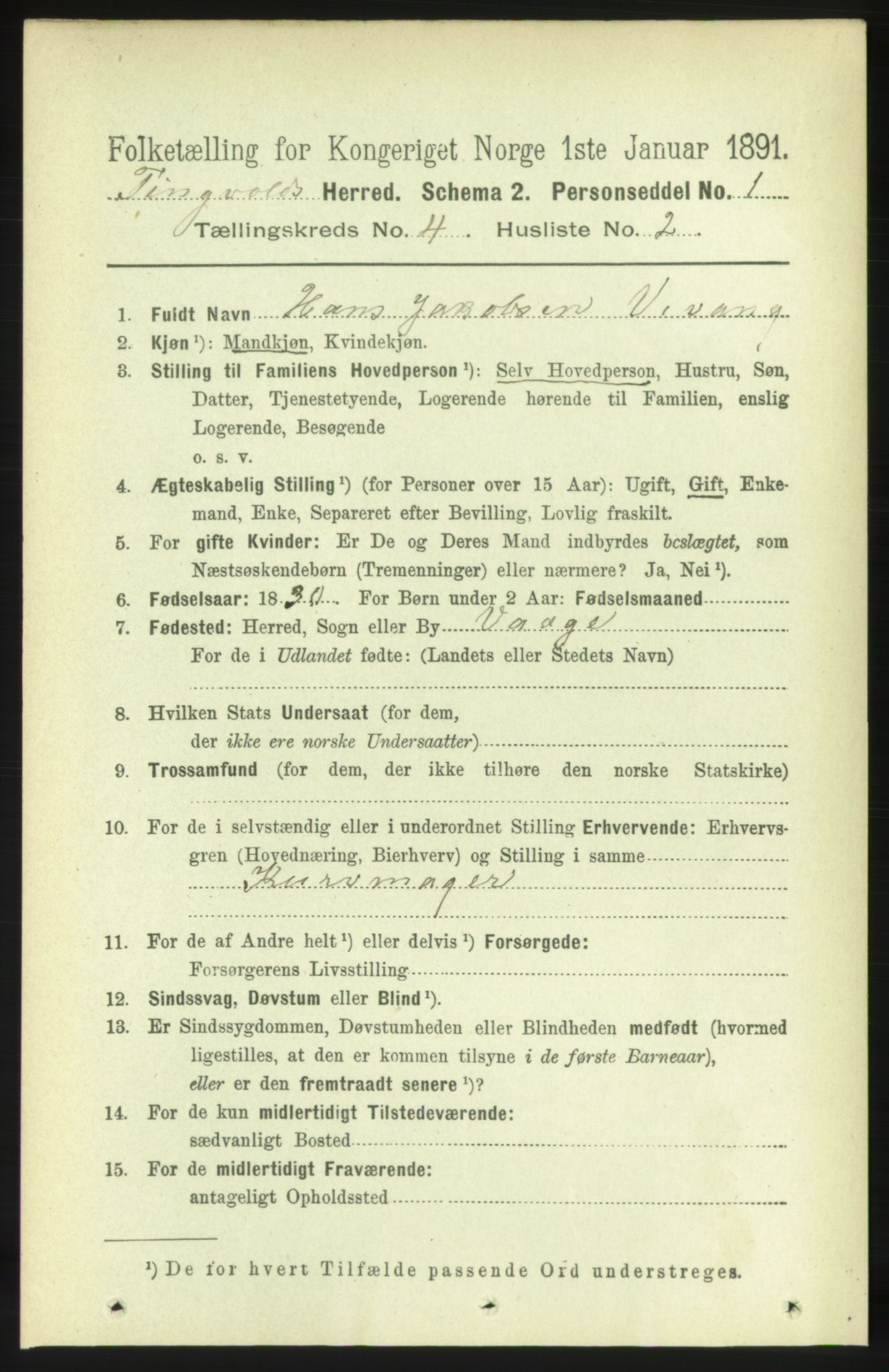 RA, 1891 census for 1560 Tingvoll, 1891, p. 1602