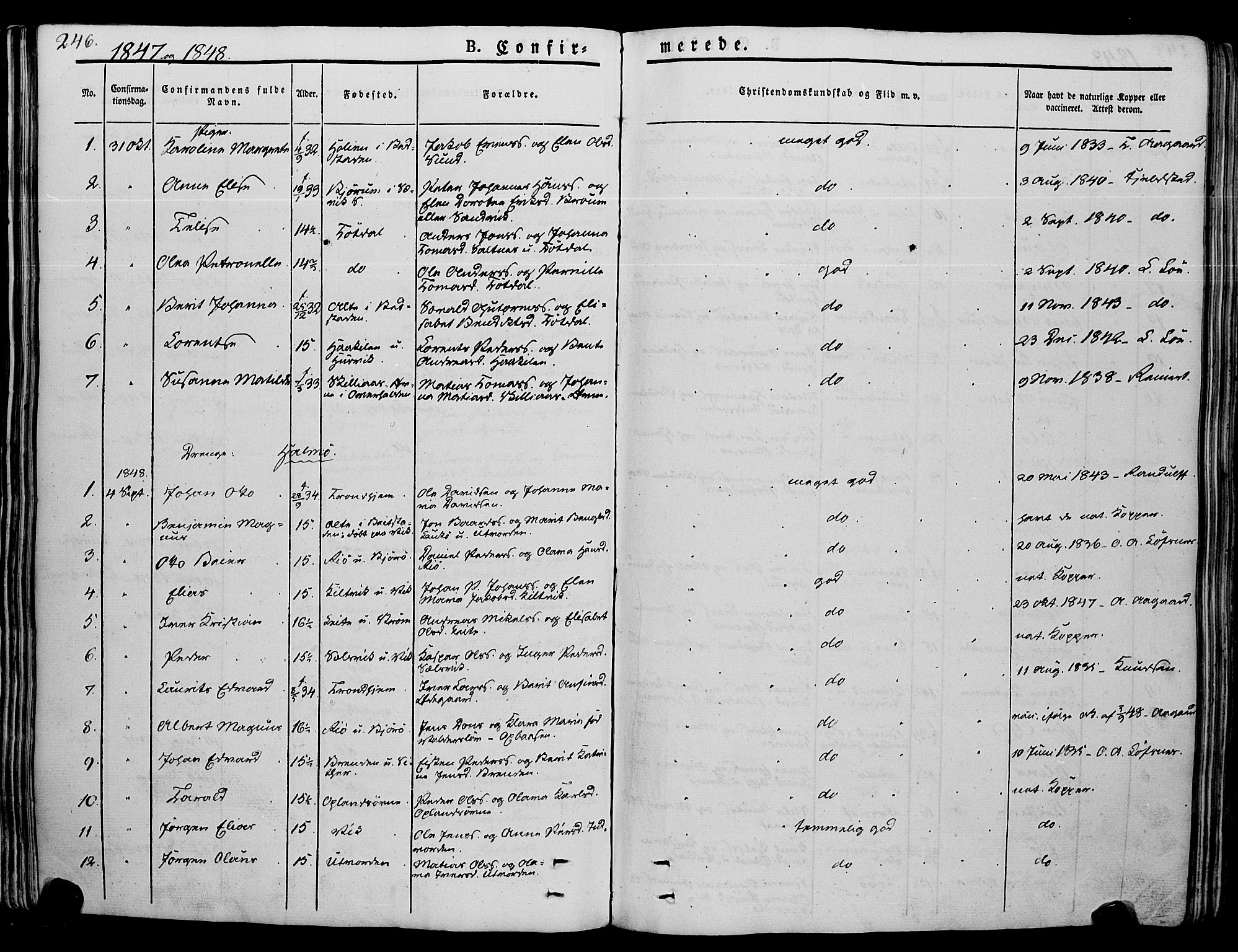 Ministerialprotokoller, klokkerbøker og fødselsregistre - Nord-Trøndelag, SAT/A-1458/773/L0614: Parish register (official) no. 773A05, 1831-1856, p. 246