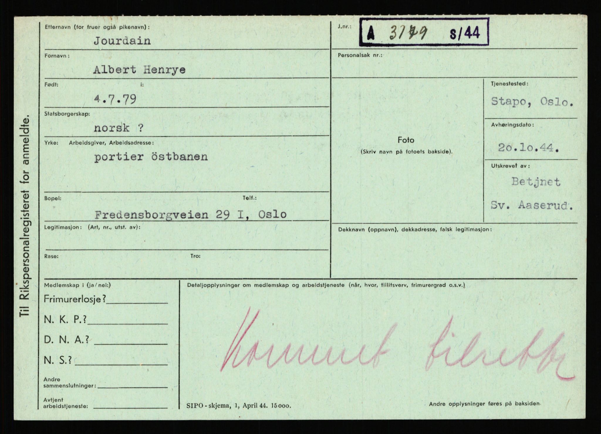 Statspolitiet - Hovedkontoret / Osloavdelingen, AV/RA-S-1329/C/Ca/L0008: Johan(nes)sen - Knoph, 1943-1945, p. 2489