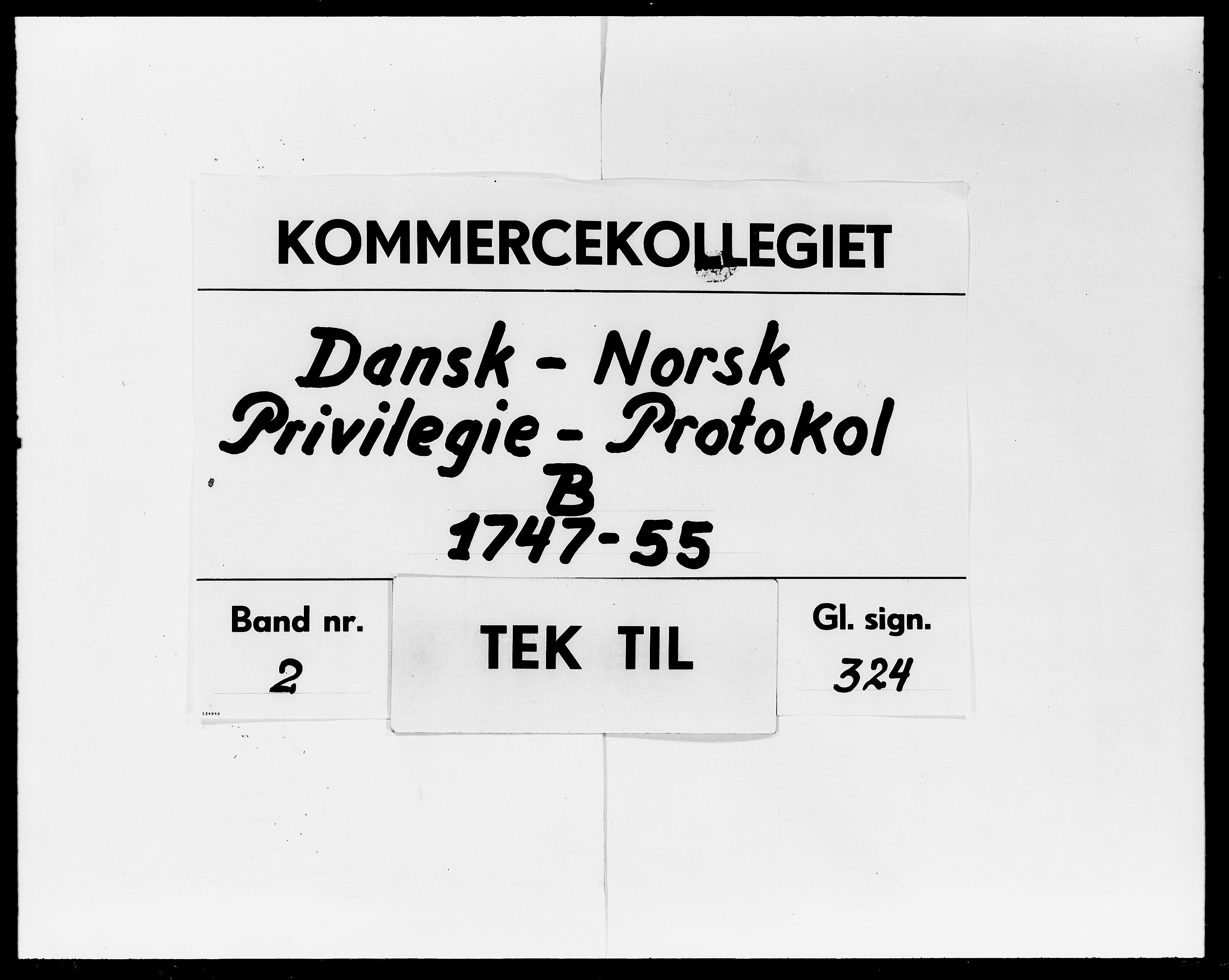 Kommercekollegiet, Dansk-Norske Sekretariat, DRA/A-0001/03/21: Dansk-Norsk Privilegie-Protokol B, 1747-1755
