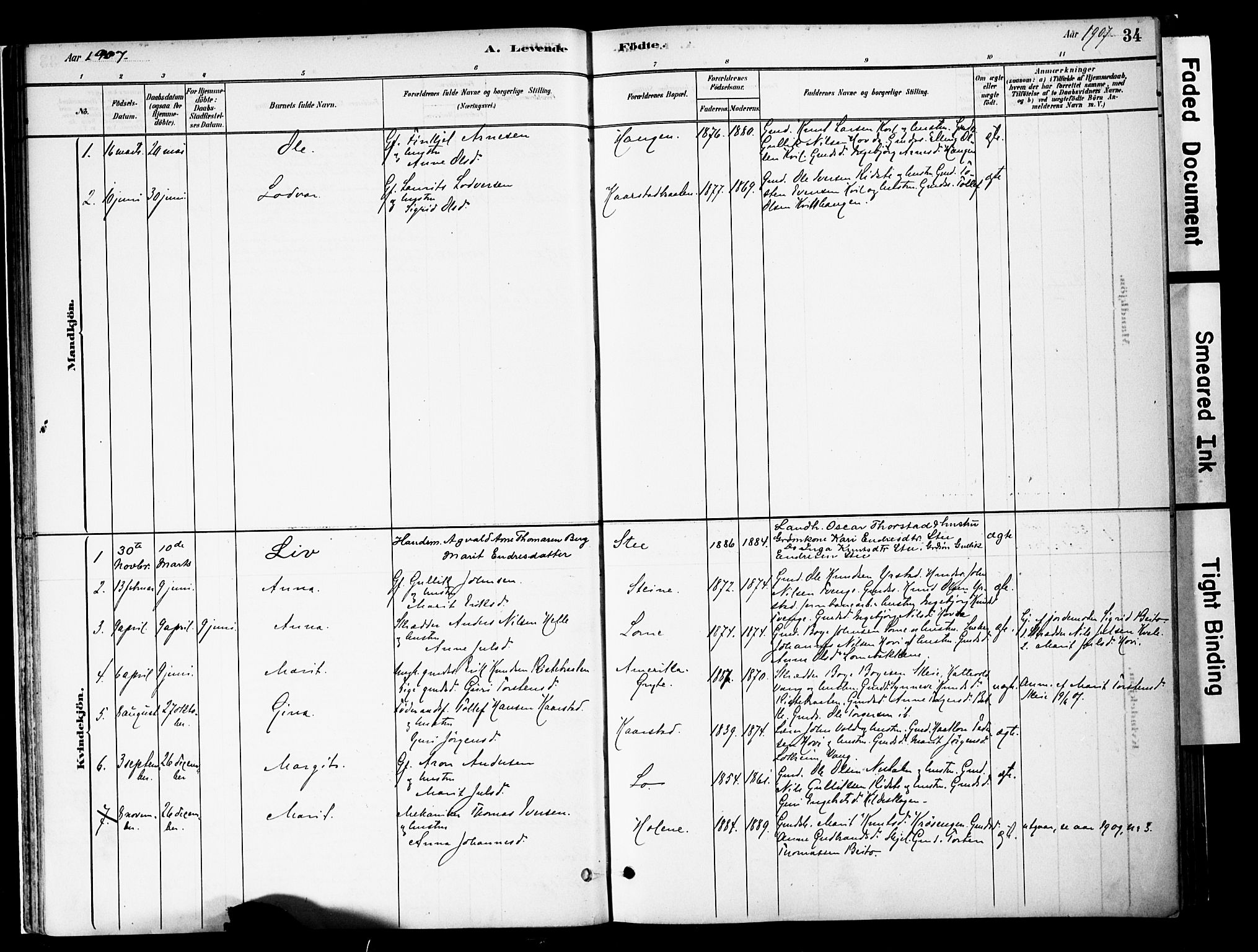 Vestre Slidre prestekontor, SAH/PREST-136/H/Ha/Haa/L0005: Parish register (official) no. 5, 1881-1912, p. 34
