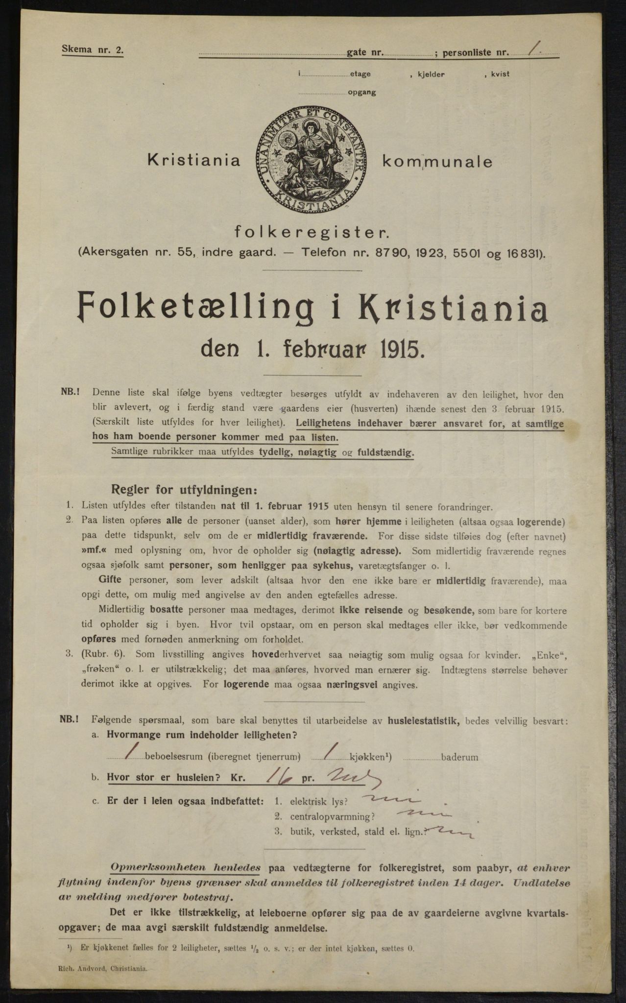 OBA, Municipal Census 1915 for Kristiania, 1915, p. 44165