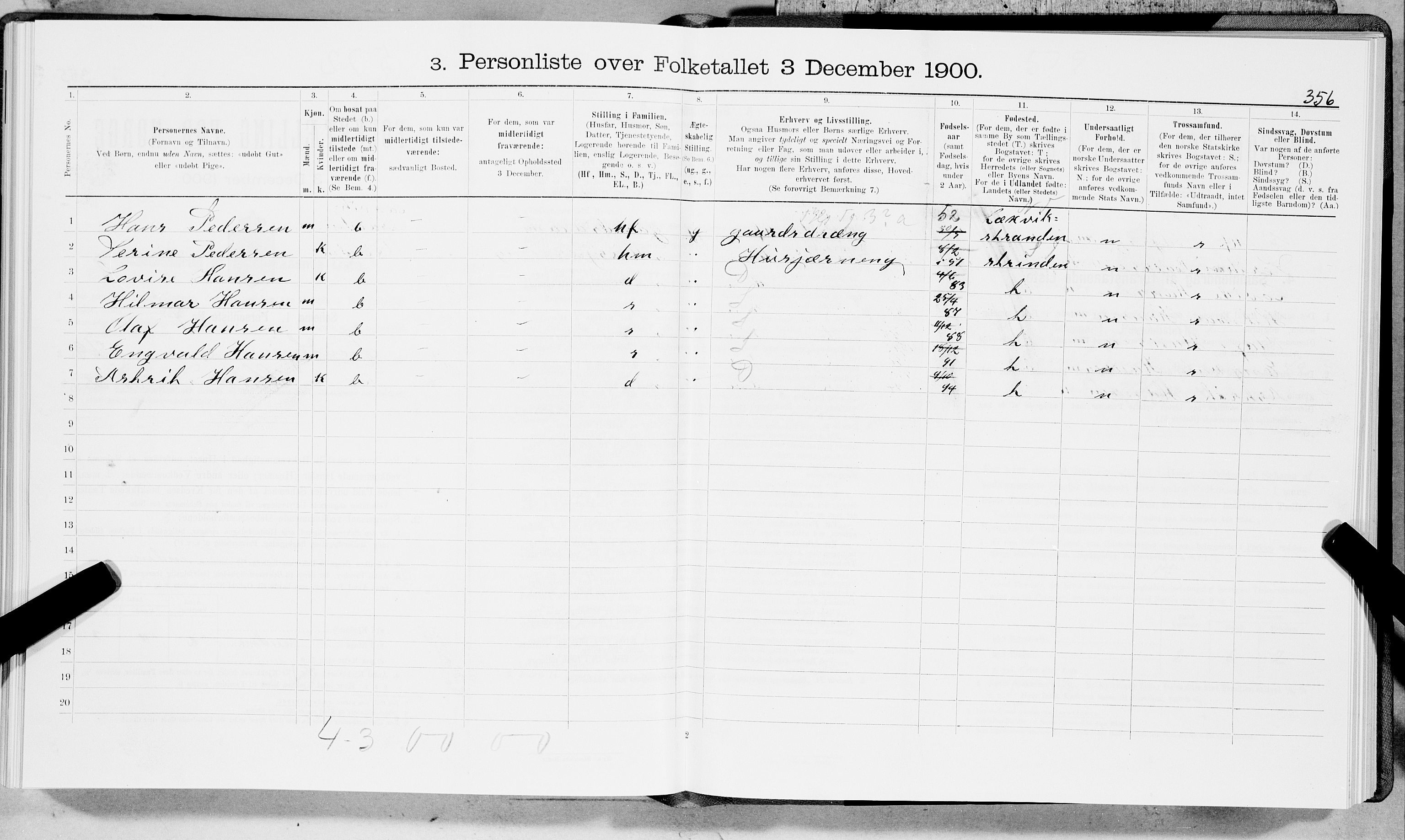 SAT, 1900 census for Trondheim, 1900, p. 8198