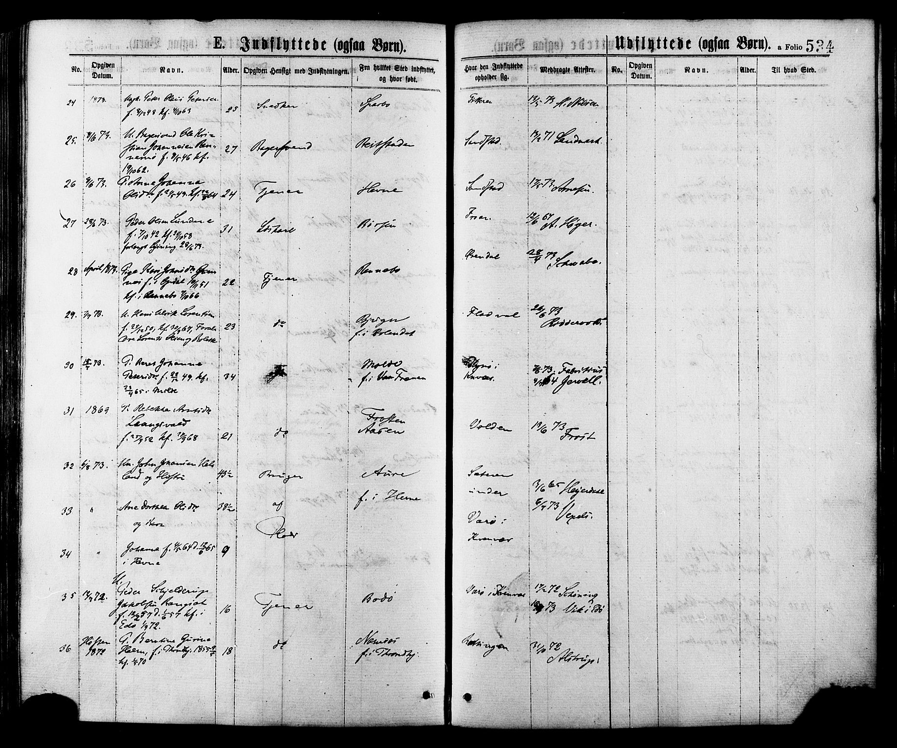 Ministerialprotokoller, klokkerbøker og fødselsregistre - Sør-Trøndelag, AV/SAT-A-1456/634/L0532: Parish register (official) no. 634A08, 1871-1881, p. 534
