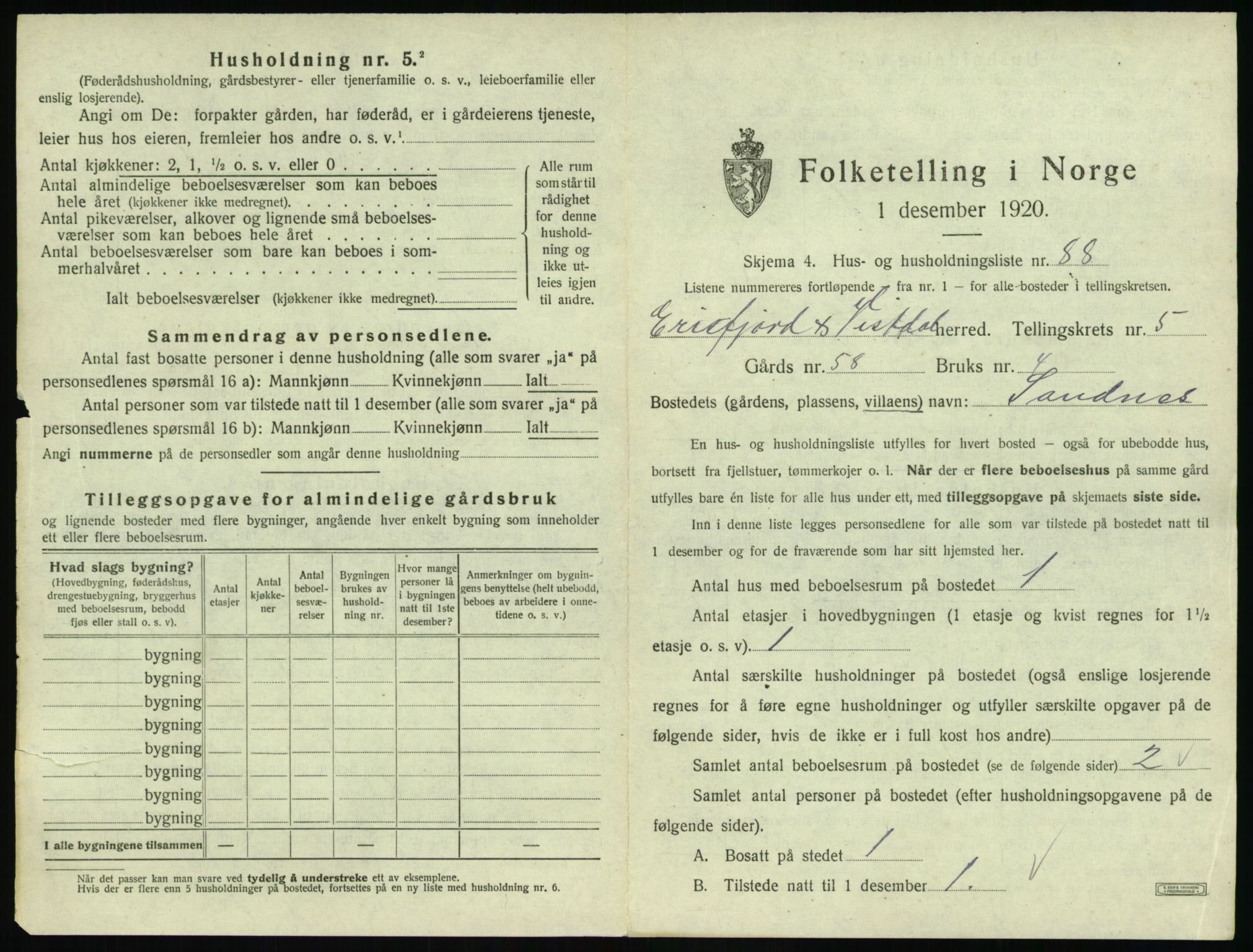 SAT, 1920 census for Eresfjord og Vistdal, 1920, p. 575