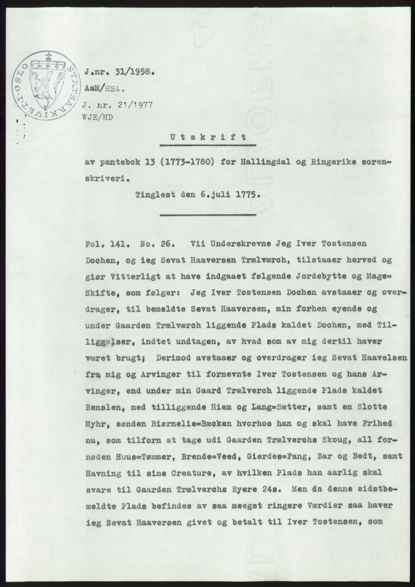 Statsarkivet i Kongsberg, SAKO/A-0001, 1957-1958, p. 213