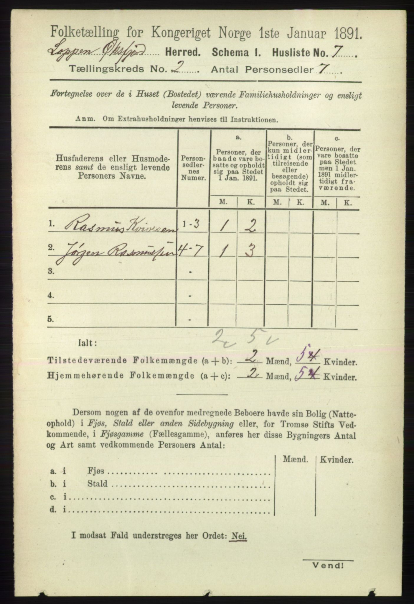 RA, 1891 census for 2014 Loppa, 1891, p. 333