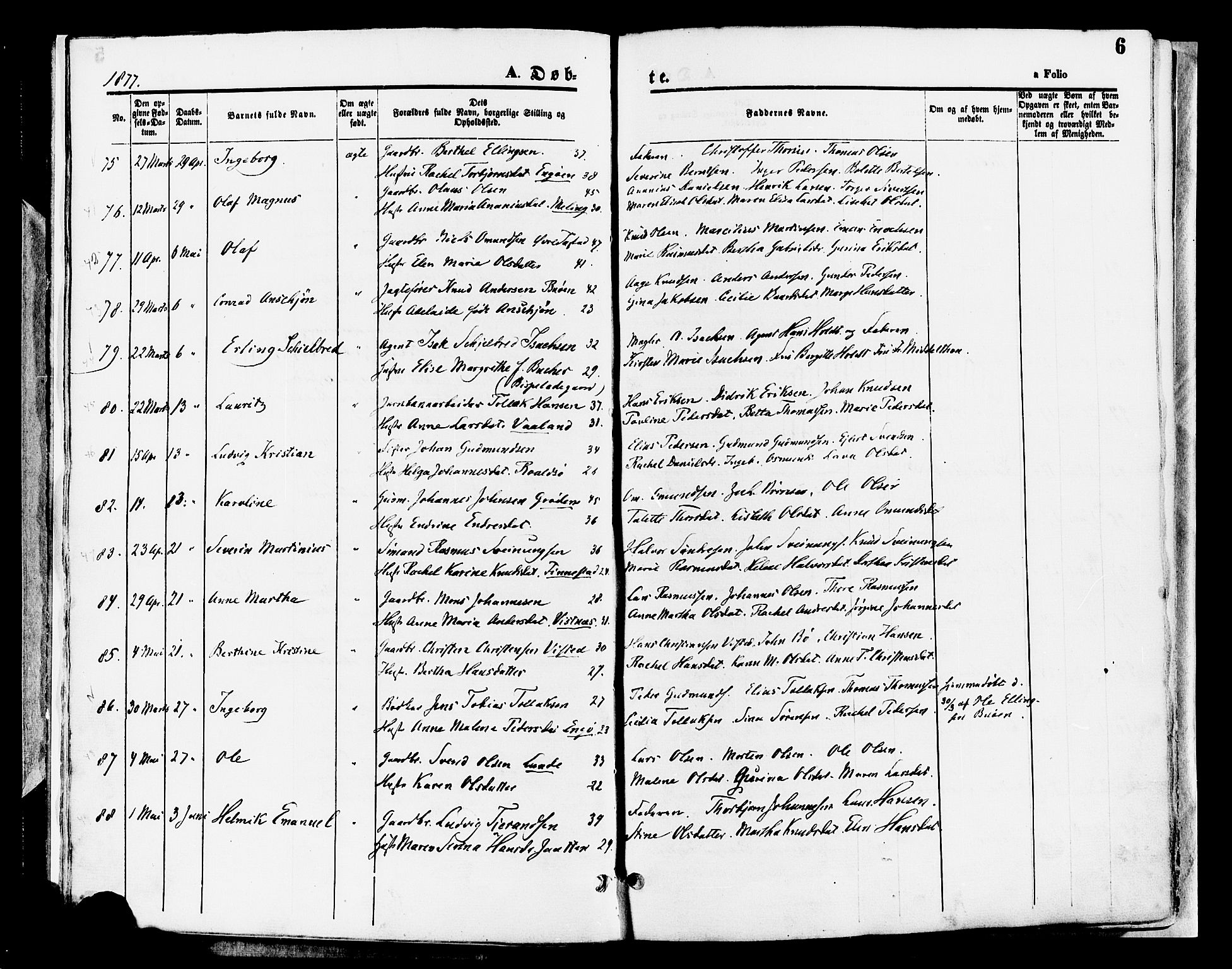 Hetland sokneprestkontor, AV/SAST-A-101826/30/30BA/L0008: Parish register (official) no. A 8, 1877-1884, p. 6