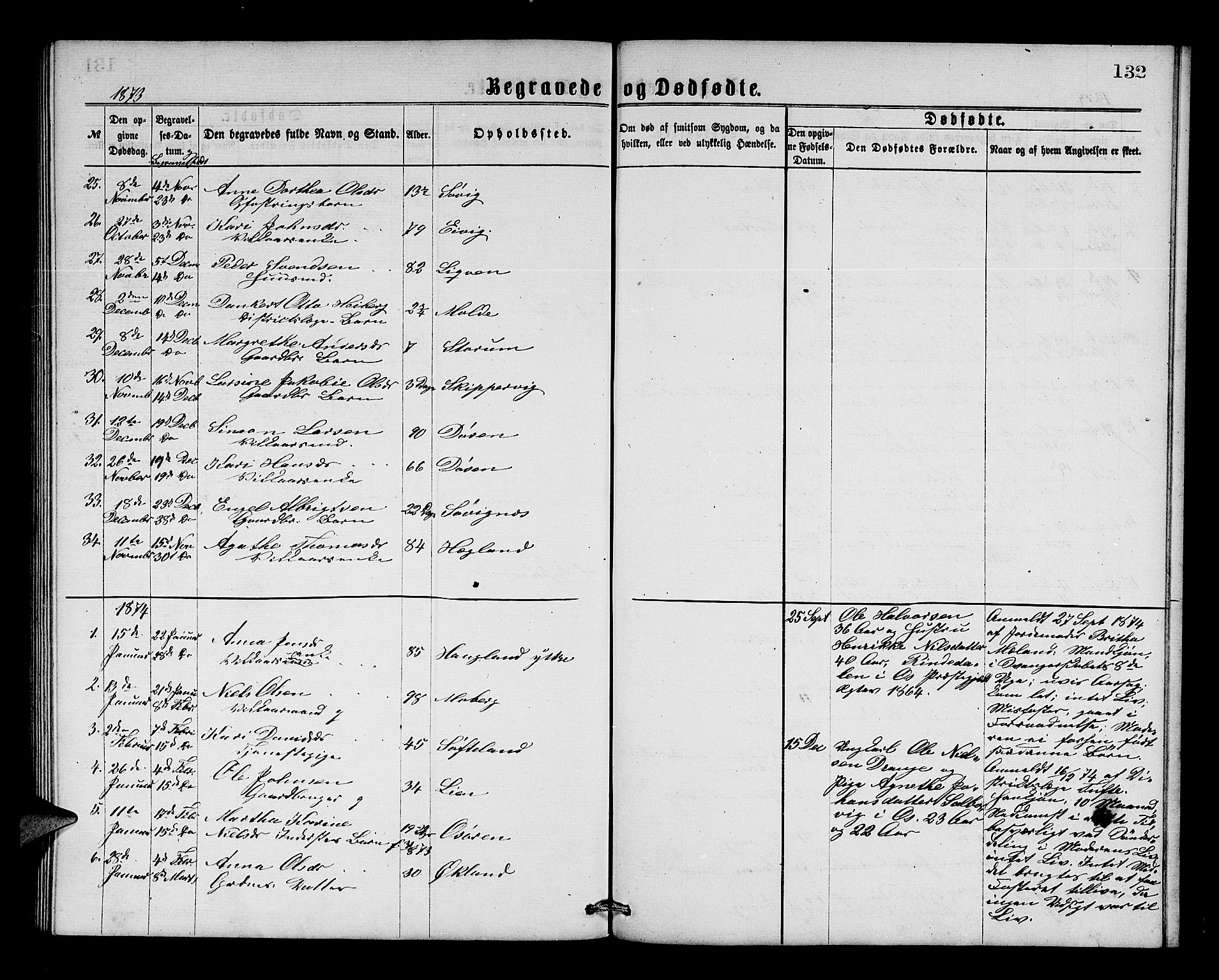 Os sokneprestembete, SAB/A-99929: Parish register (copy) no. A 1, 1869-1879, p. 132