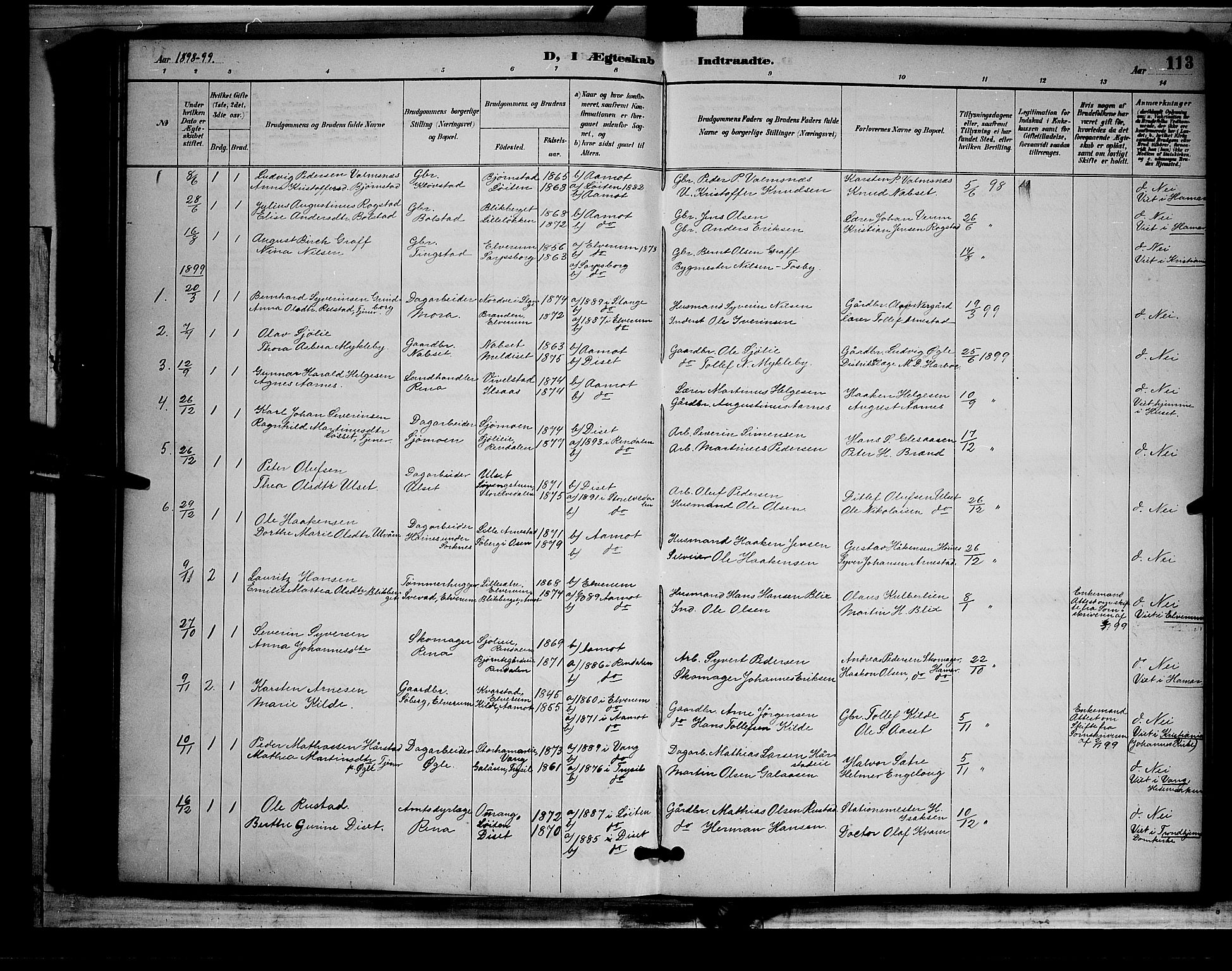 Åmot prestekontor, Hedmark, AV/SAH-PREST-056/H/Ha/Hab/L0002: Parish register (copy) no. 2, 1896-1906, p. 113