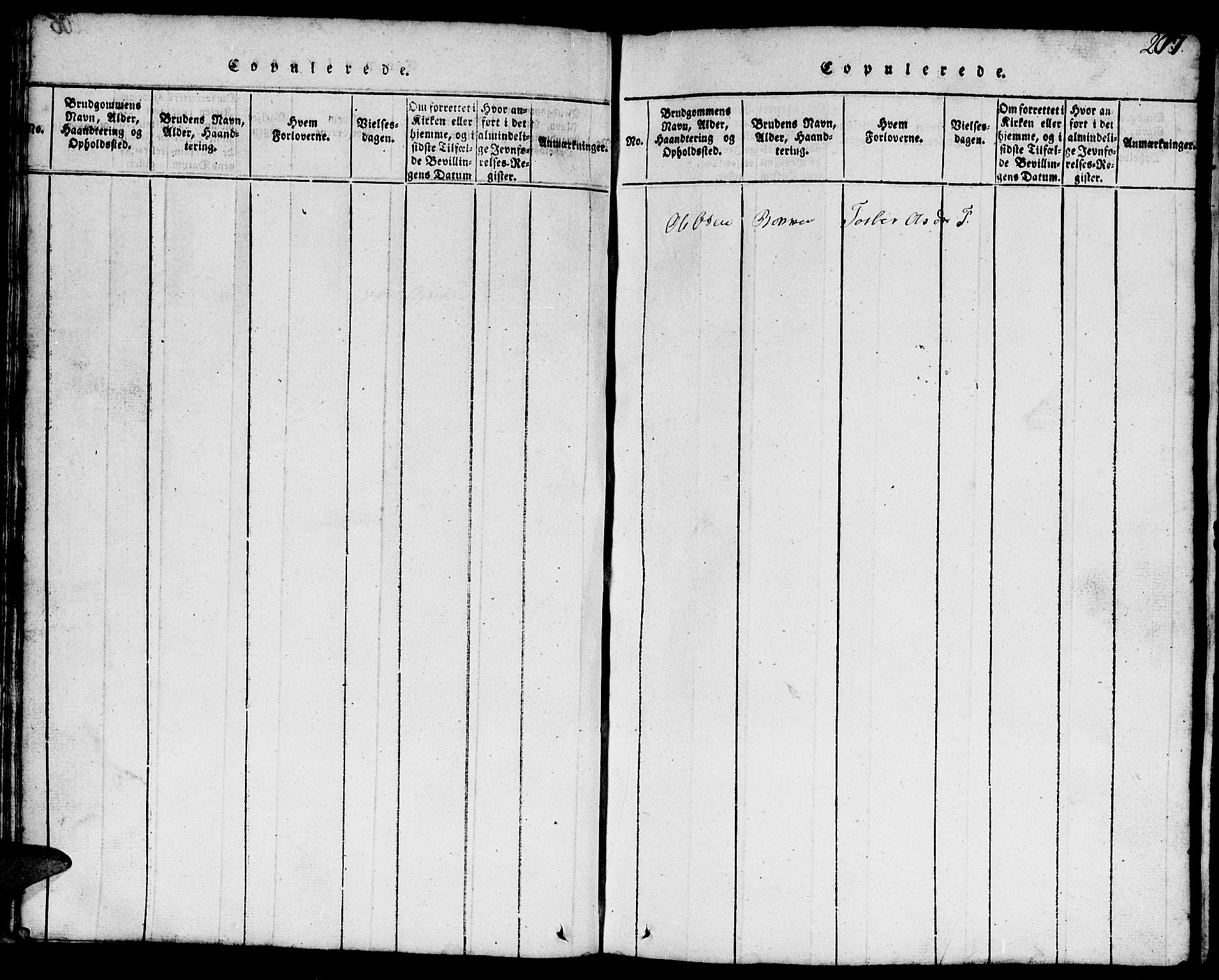 Hægebostad sokneprestkontor, SAK/1111-0024/F/Fb/Fbb/L0001: Parish register (copy) no. B 1, 1816-1850, p. 207