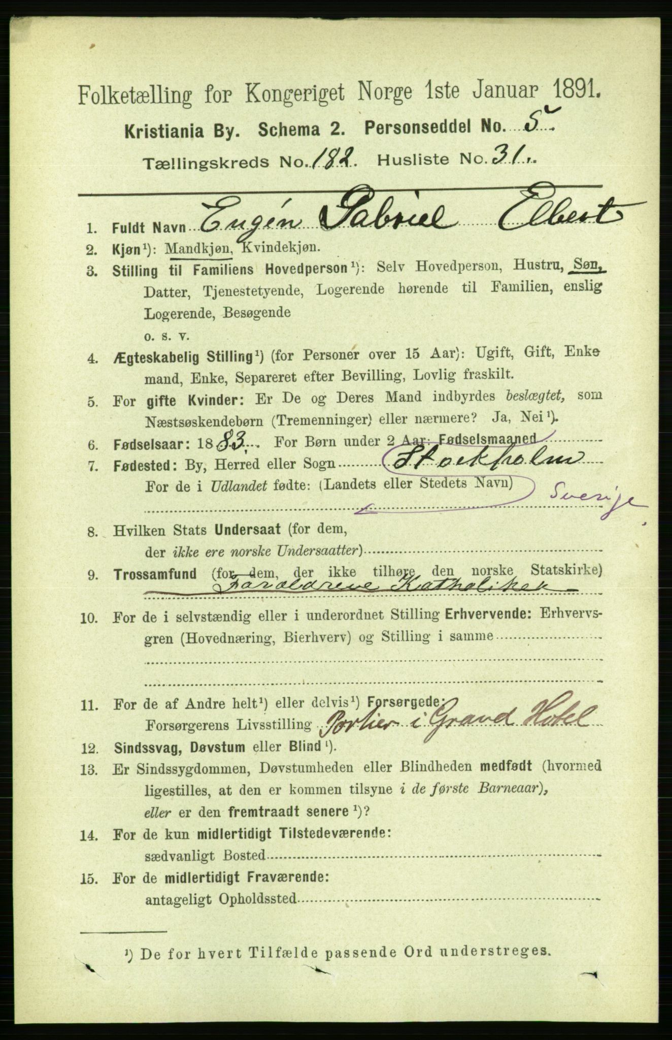 RA, 1891 census for 0301 Kristiania, 1891, p. 109078