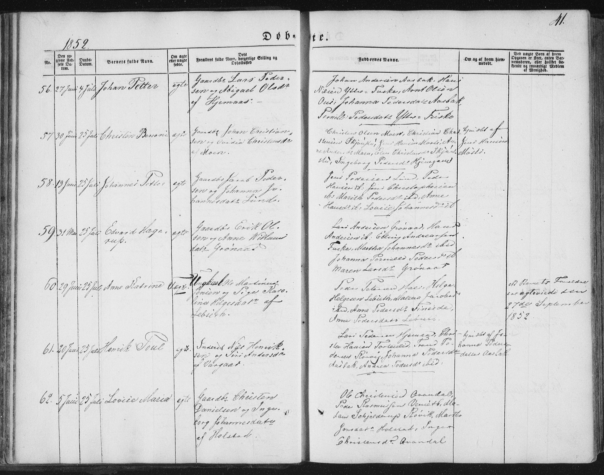 Ministerialprotokoller, klokkerbøker og fødselsregistre - Nordland, AV/SAT-A-1459/852/L0738: Parish register (official) no. 852A08, 1849-1865, p. 41