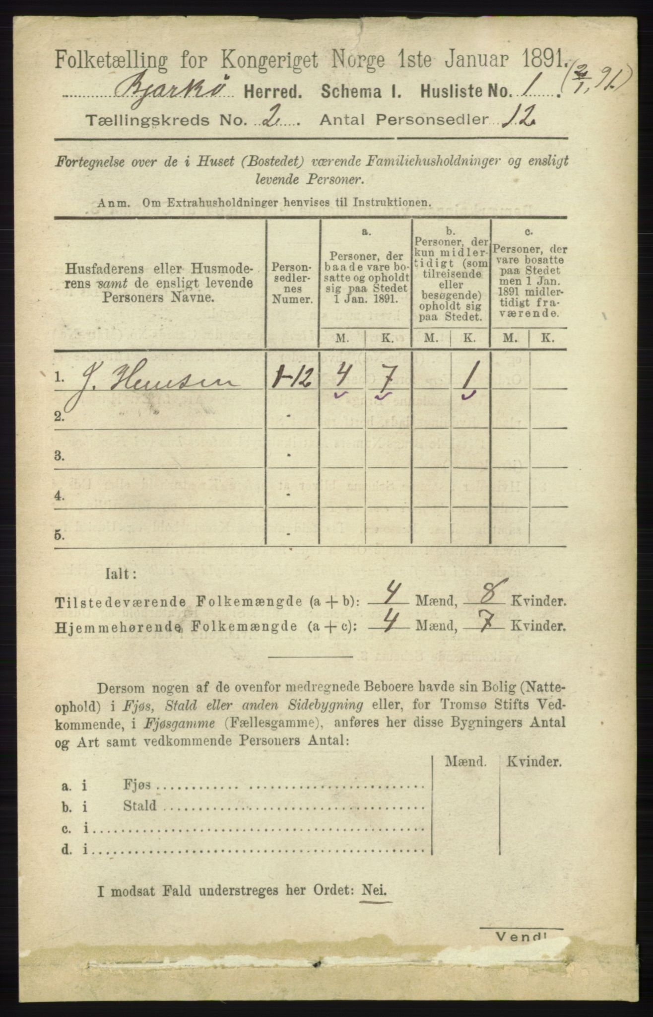 RA, 1891 census for 1915 Bjarkøy, 1891, p. 567