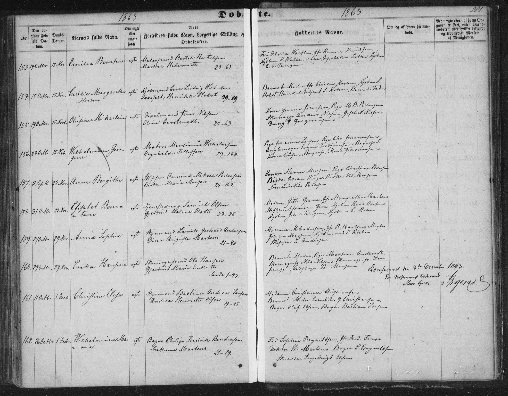 Korskirken sokneprestembete, AV/SAB-A-76101/H/Haa/L0018: Parish register (official) no. B 4, 1857-1866, p. 281