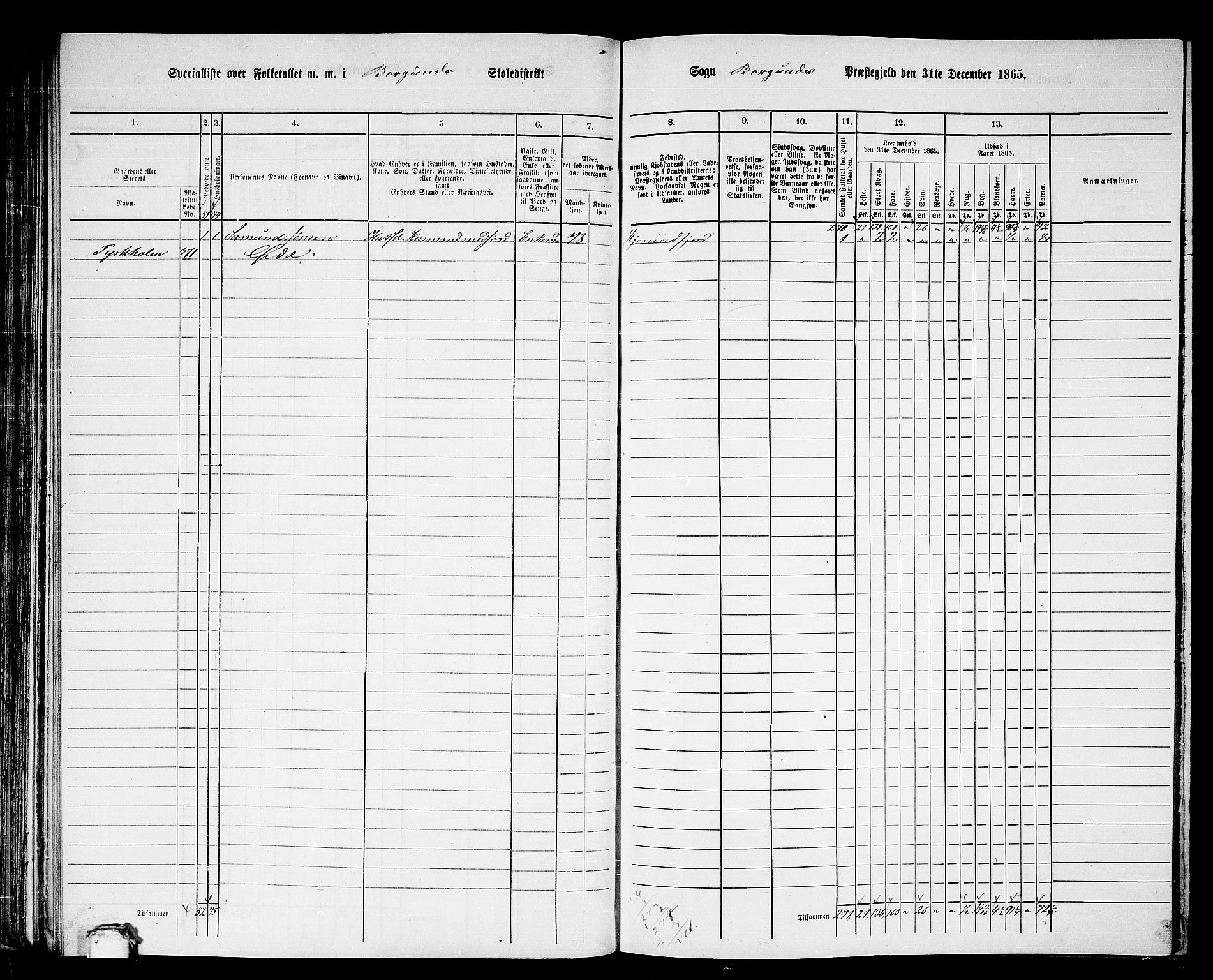 RA, 1865 census for Borgund, 1865, p. 81