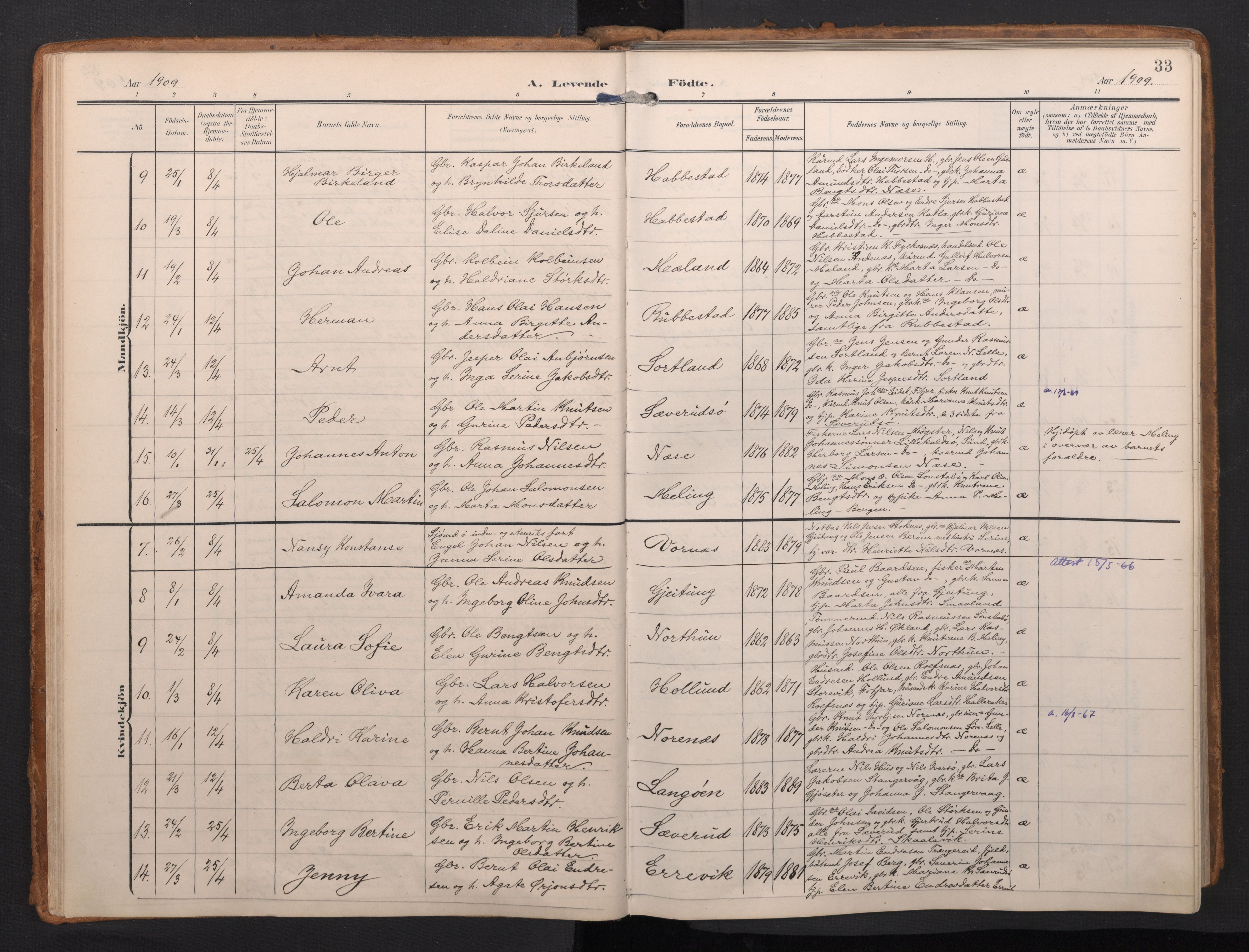 Finnås sokneprestembete, SAB/A-99925/H/Ha/Haa/Haac/L0003: Parish register (official) no. C 3, 1905-1917, p. 33