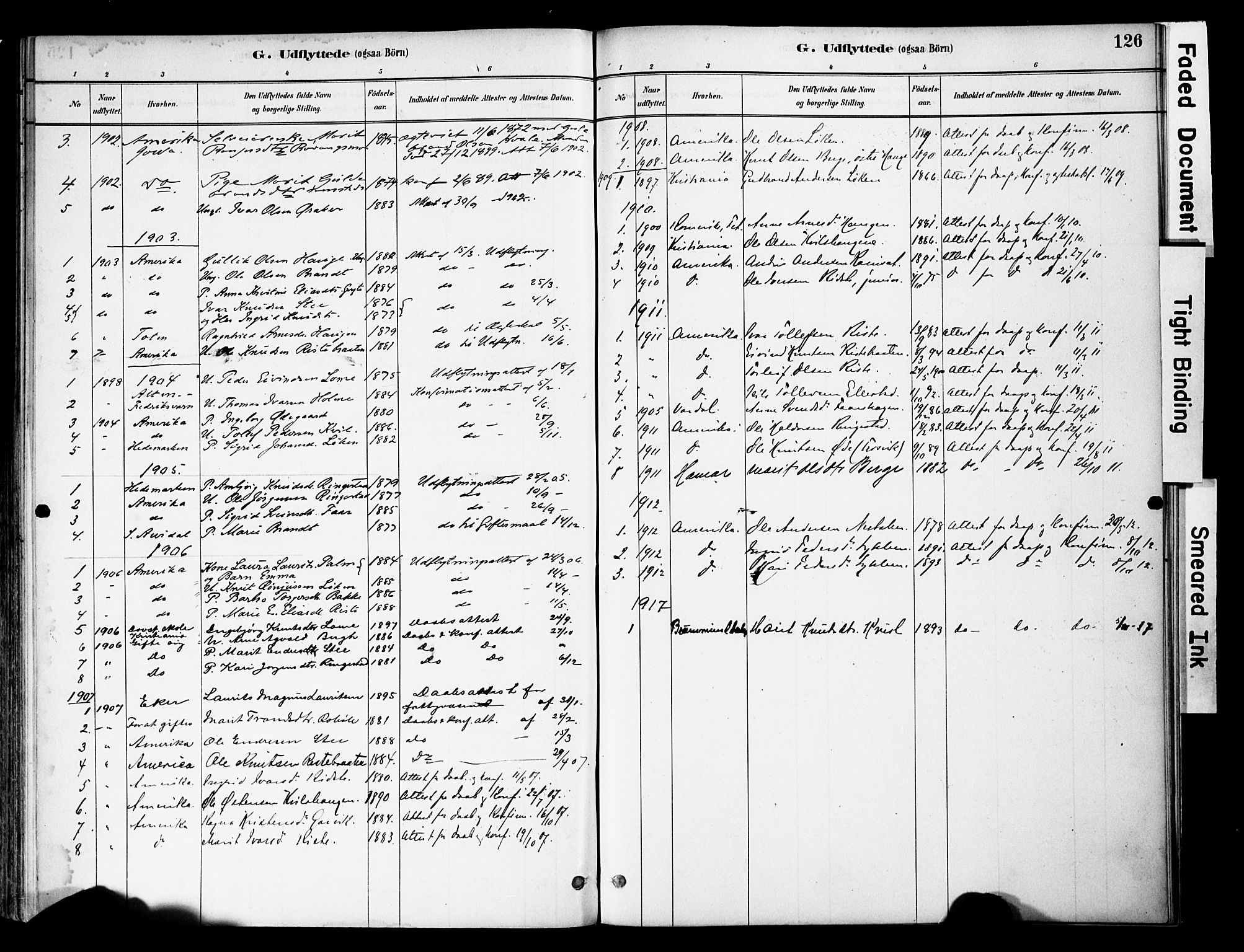 Vestre Slidre prestekontor, SAH/PREST-136/H/Ha/Haa/L0005: Parish register (official) no. 5, 1881-1912, p. 126