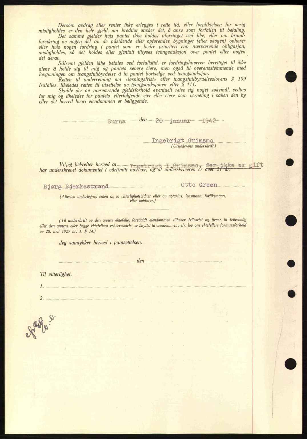Nordmøre sorenskriveri, SAT/A-4132/1/2/2Ca: Mortgage book no. B88, 1941-1942, Diary no: : 486/1942
