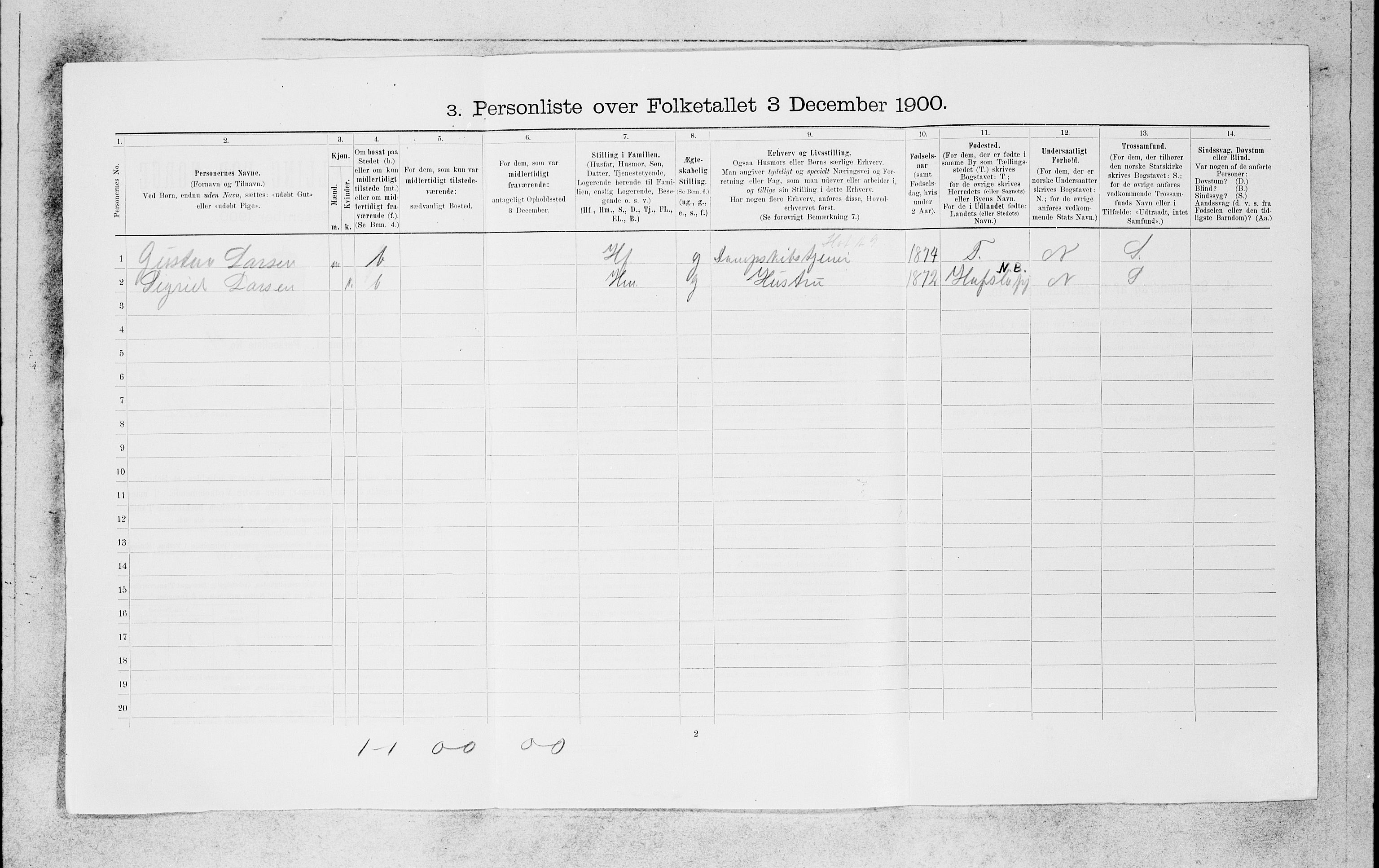 SAB, 1900 census for Bergen, 1900, p. 11156