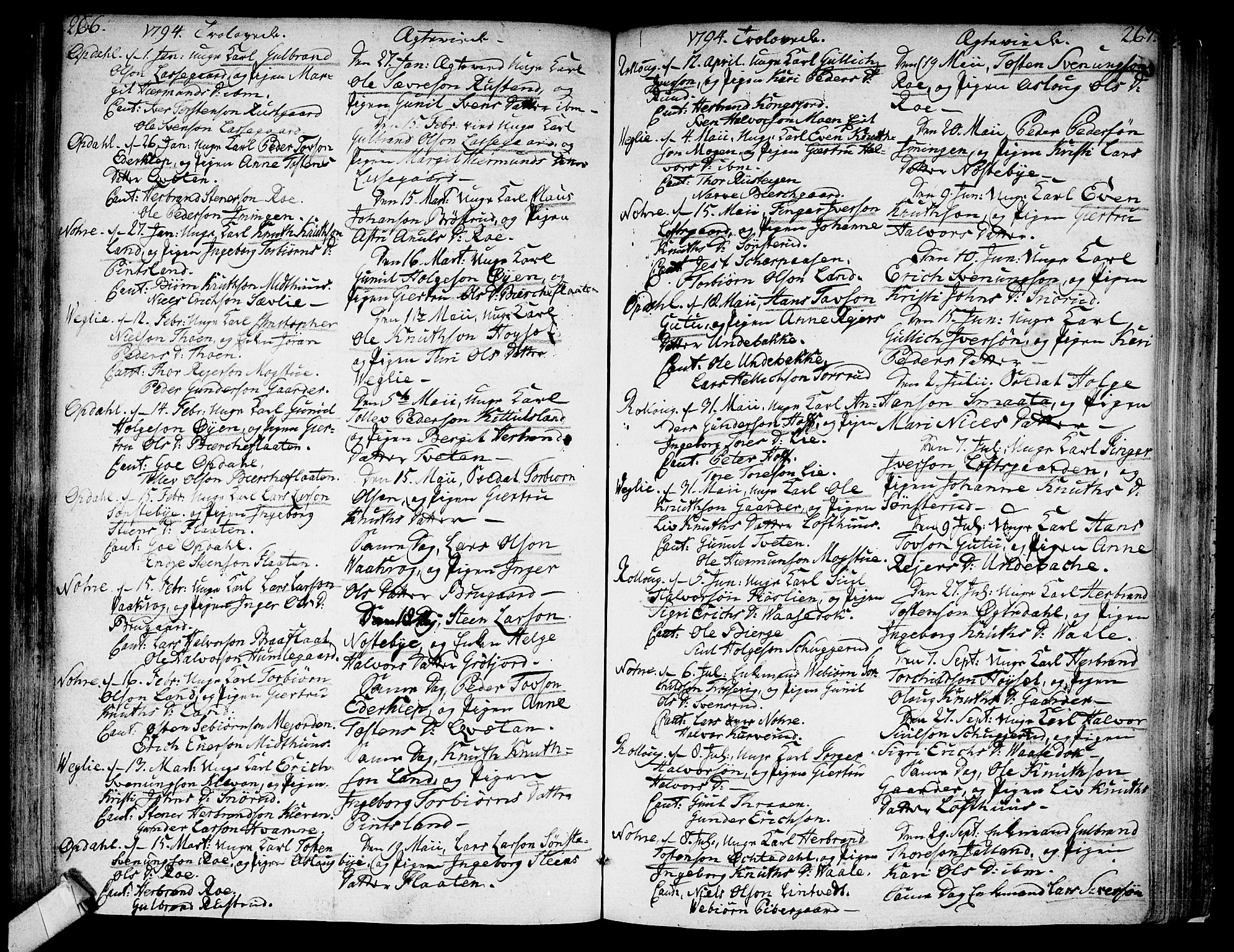 Rollag kirkebøker, AV/SAKO-A-240/F/Fa/L0005: Parish register (official) no. I 5, 1792-1814, p. 266-267