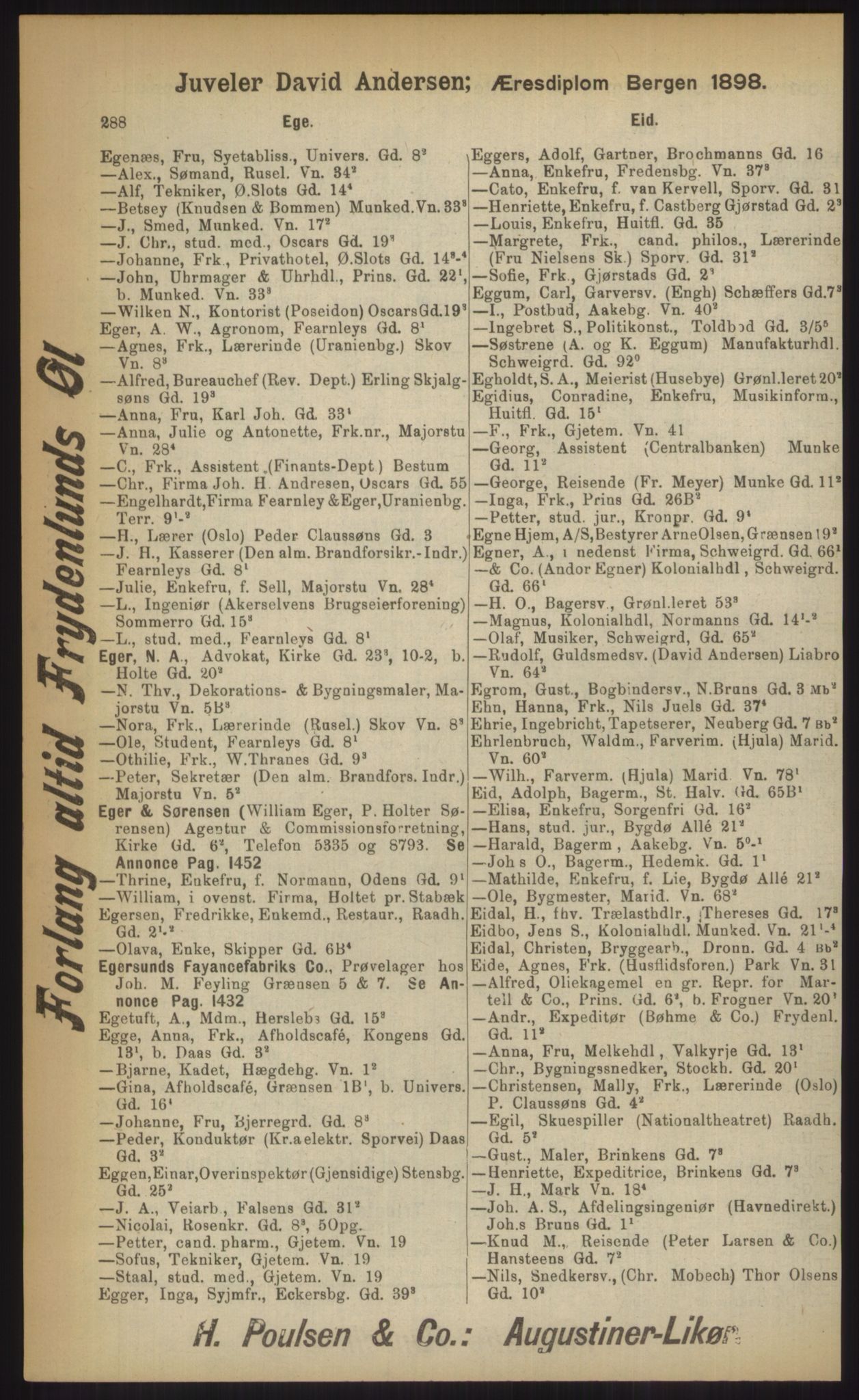 Kristiania/Oslo adressebok, PUBL/-, 1903, p. 288