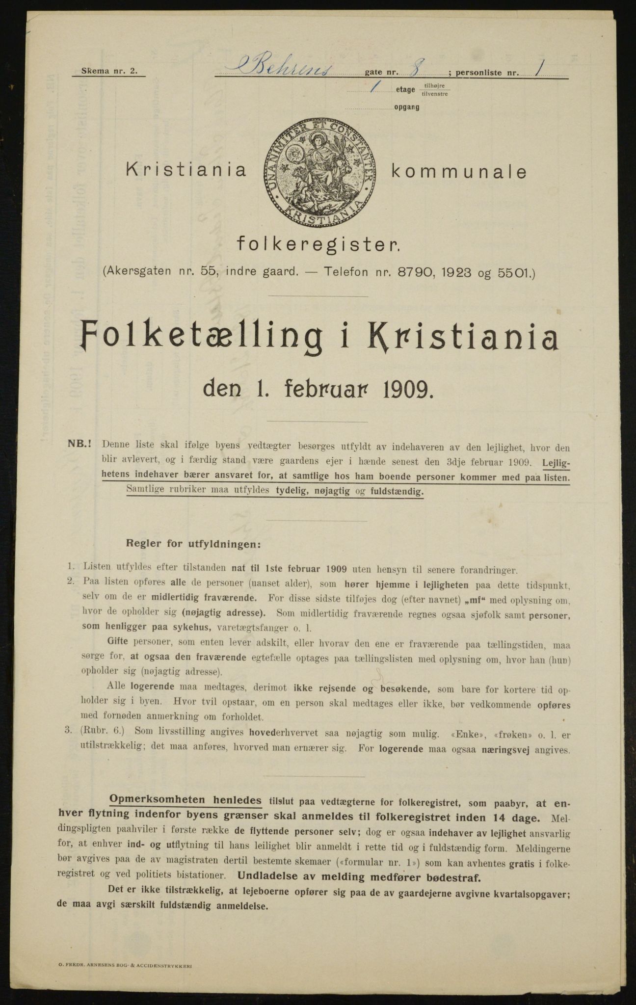 OBA, Municipal Census 1909 for Kristiania, 1909, p. 3214