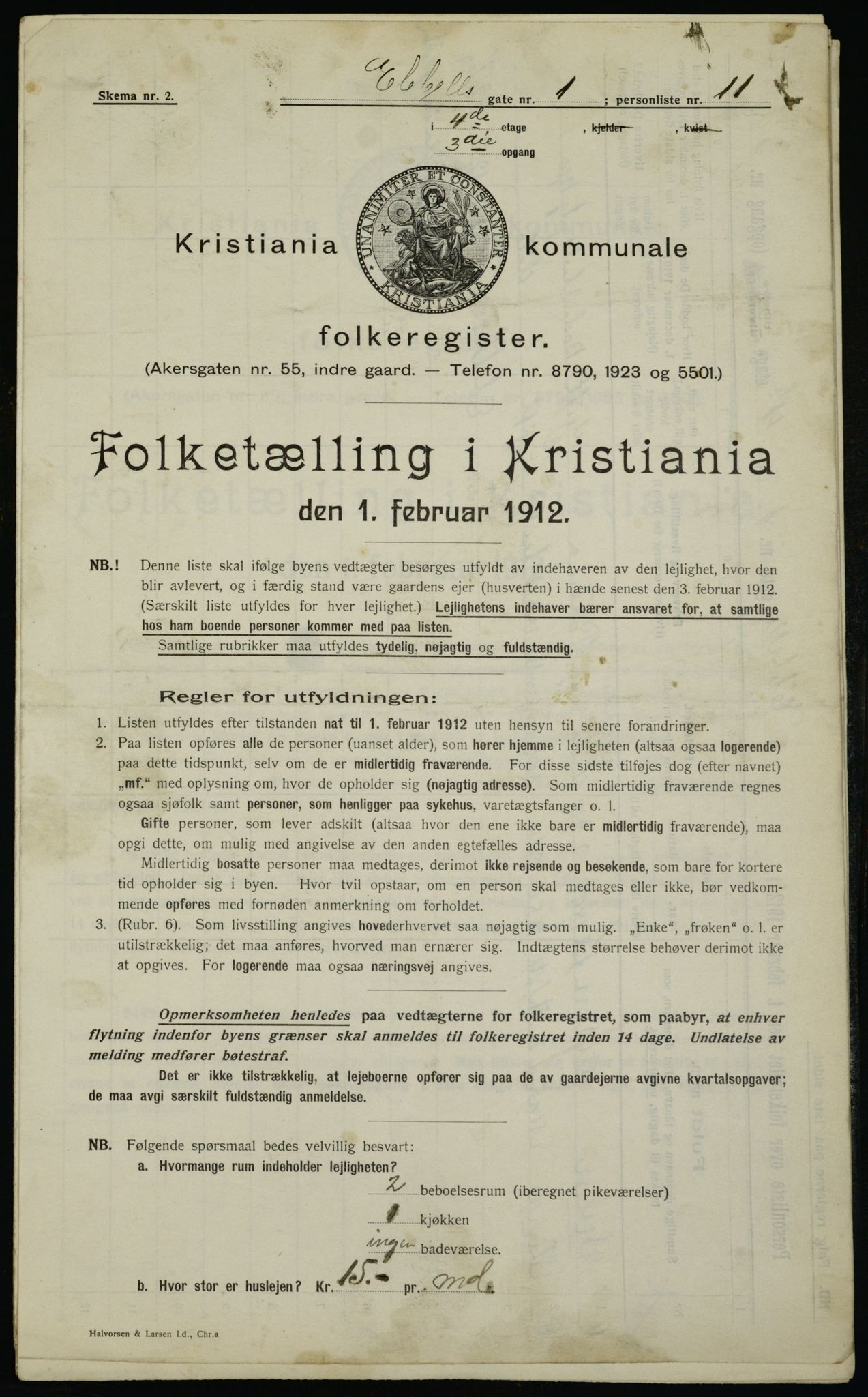 OBA, Municipal Census 1912 for Kristiania, 1912, p. 17986
