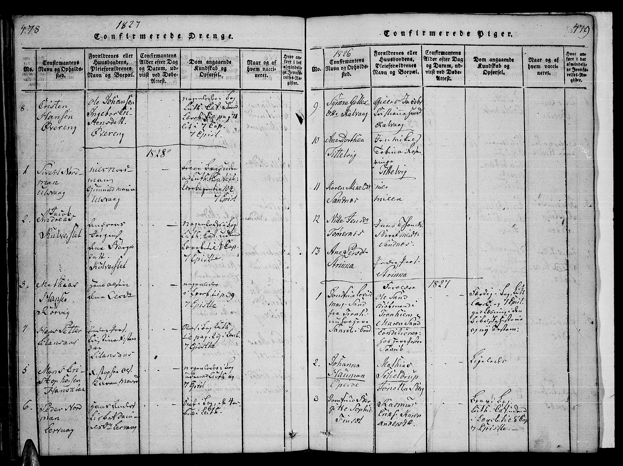 Ministerialprotokoller, klokkerbøker og fødselsregistre - Nordland, AV/SAT-A-1459/859/L0855: Parish register (copy) no. 859C01, 1821-1839, p. 478-479