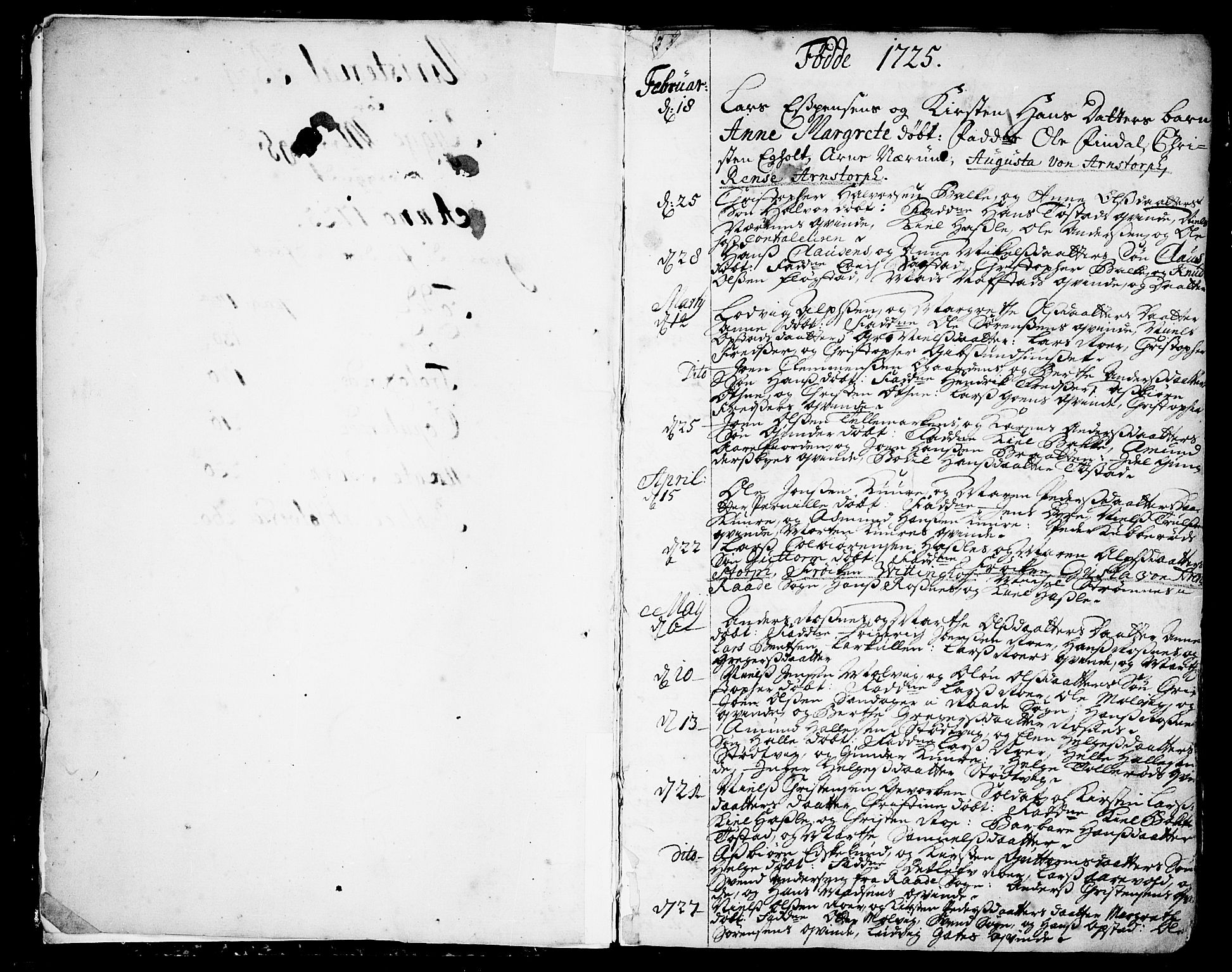 Rygge prestekontor Kirkebøker, SAO/A-10084b/F/Fa/L0001: Parish register (official) no. 1, 1725-1771, p. 0-1