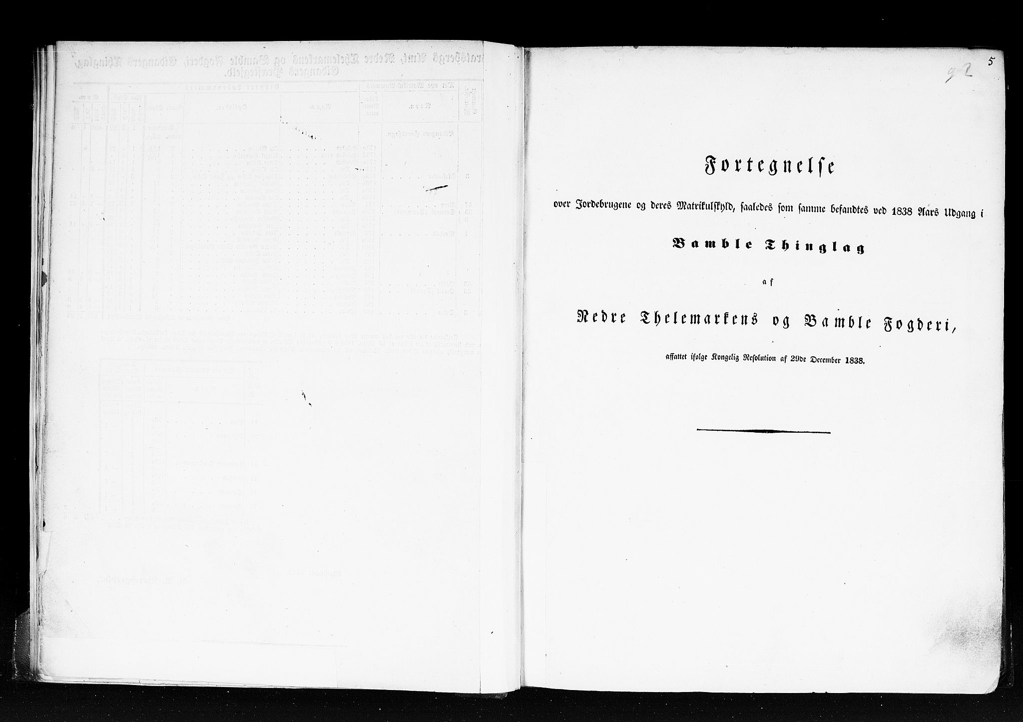 Rygh, RA/PA-0034/F/Fb/L0007: Matrikkelen for 1838 - Bratsberg amt (Telemark fylke), 1838, p. 5a