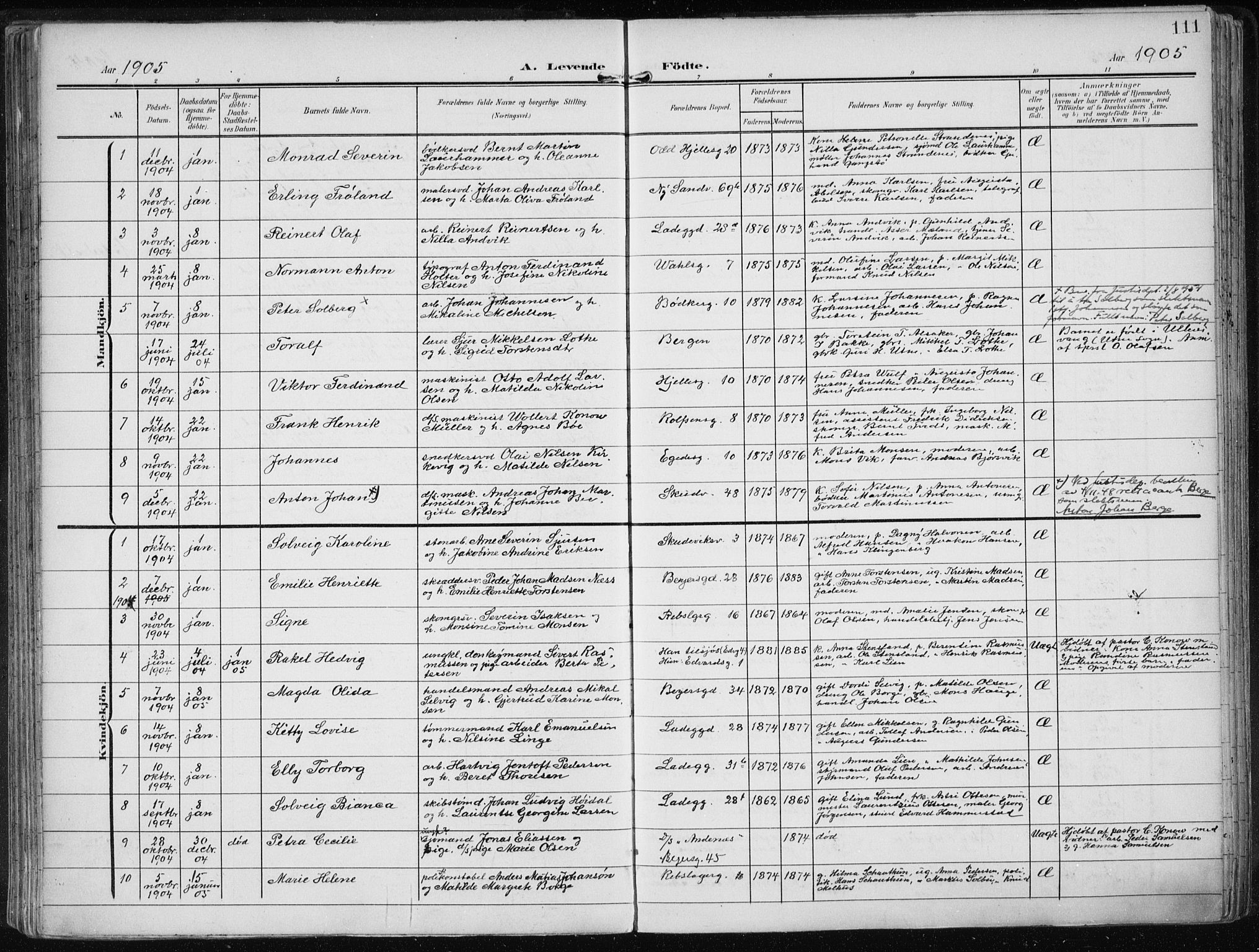 Sandviken Sokneprestembete, SAB/A-77601/H/Ha/L0006: Parish register (official) no. B 3, 1901-1912, p. 111