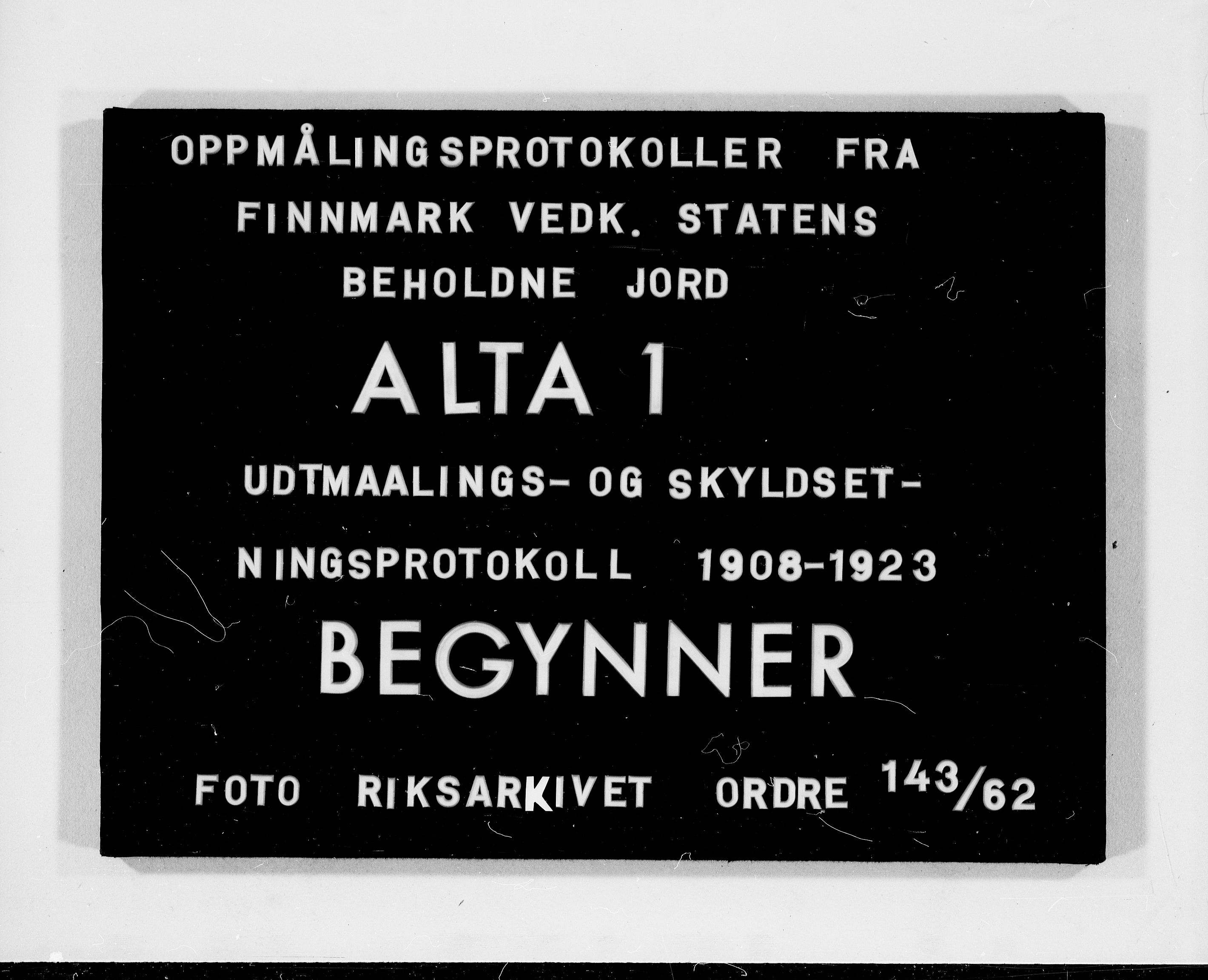 Alta lensmannskontor, SATØ/S-1165/L/La, 1908-1923, p. 1