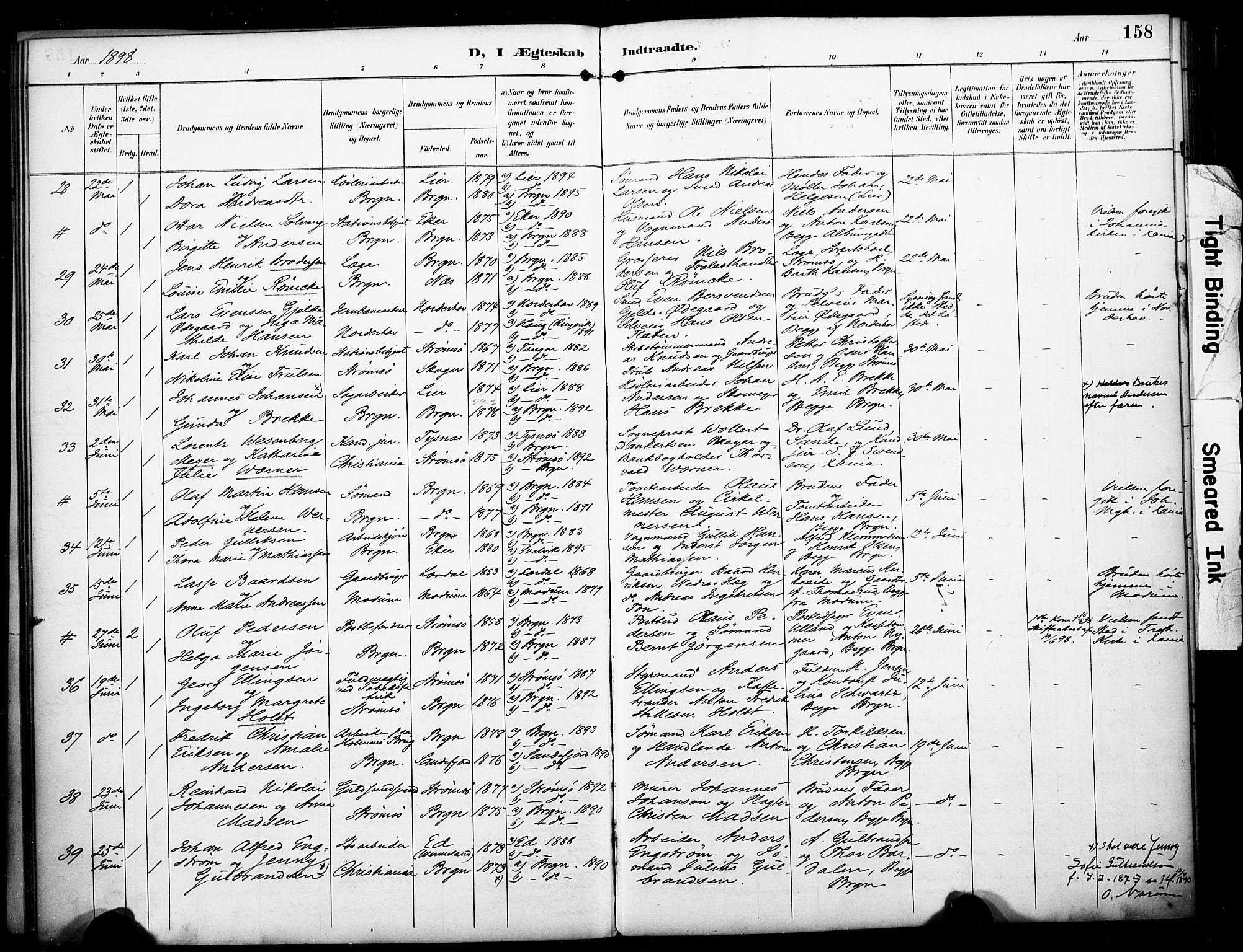 Bragernes kirkebøker, SAKO/A-6/F/Fc/L0006: Parish register (official) no. III 6, 1888-1899, p. 158