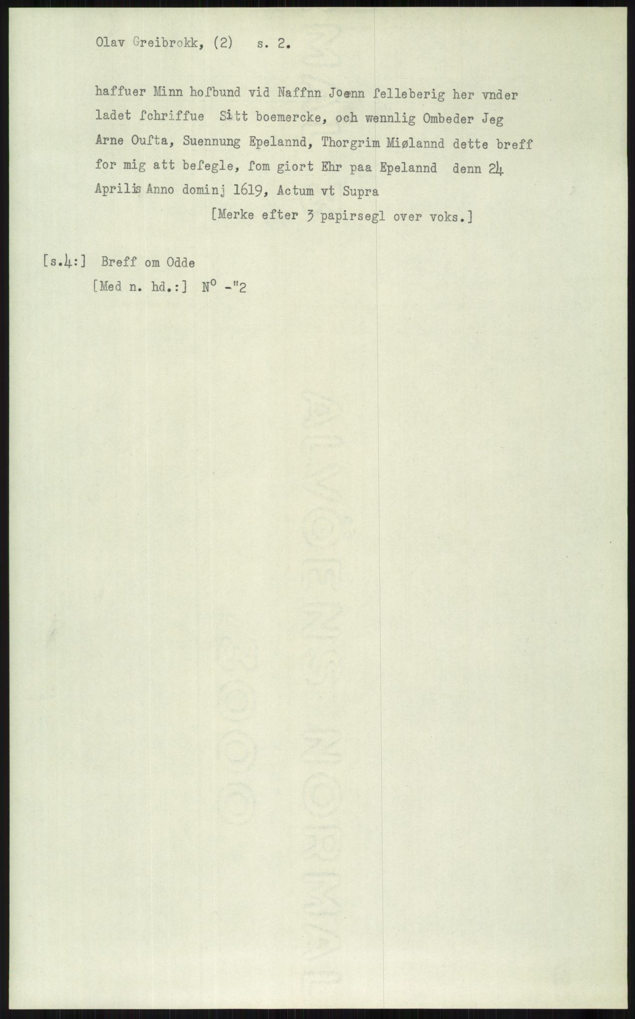 Samlinger til kildeutgivelse, Diplomavskriftsamlingen, AV/RA-EA-4053/H/Ha, p. 2400