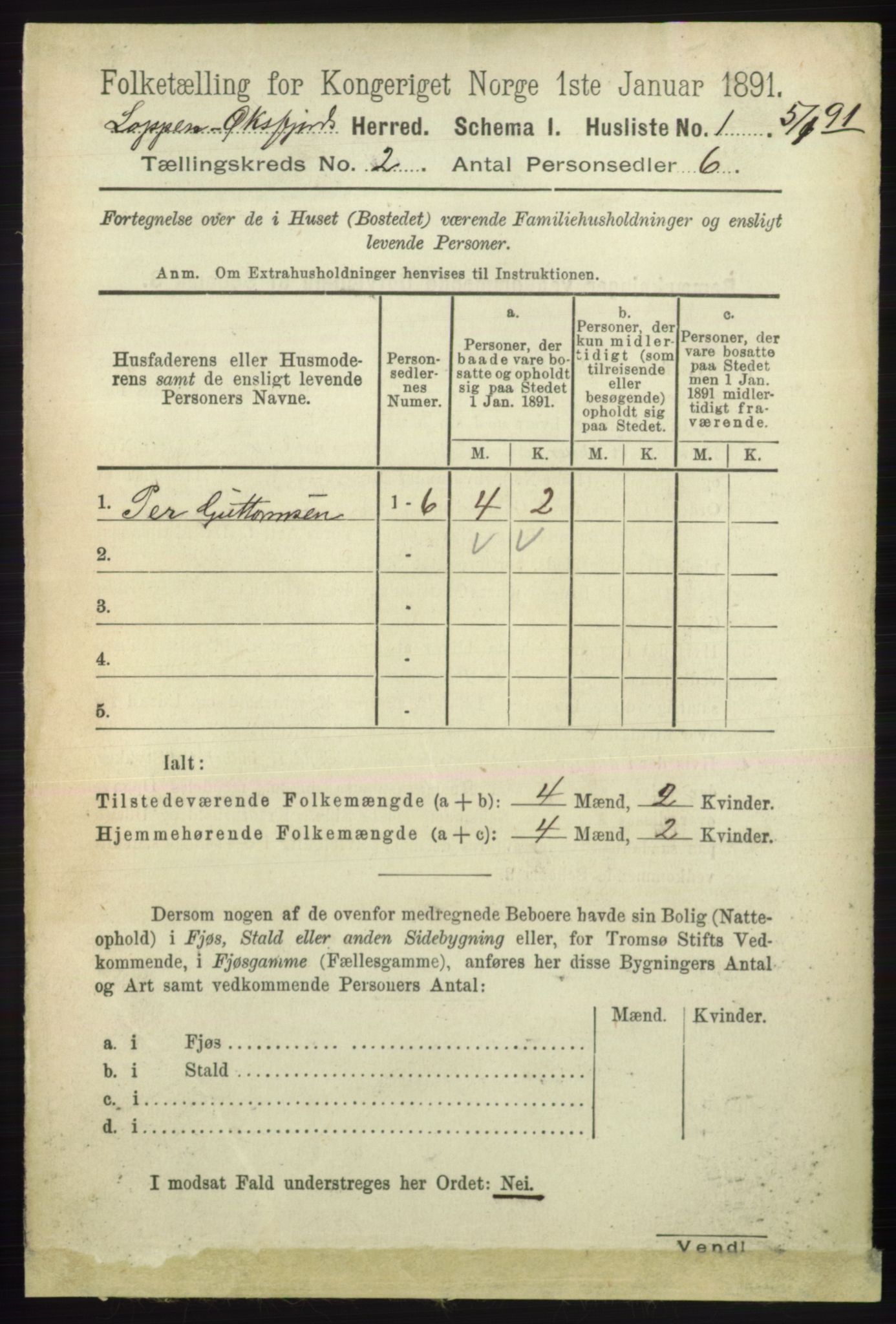 RA, 1891 census for 2014 Loppa, 1891, p. 327